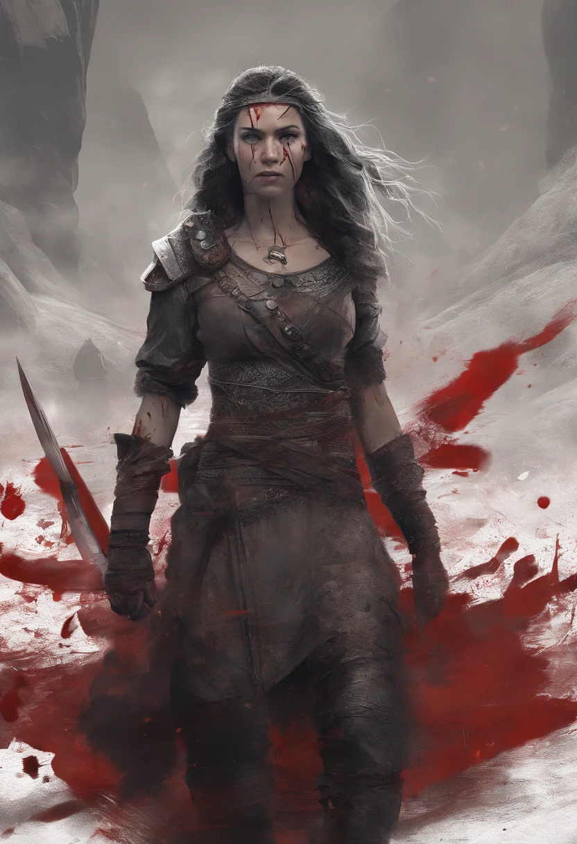 Mulher acorrentada, molhada, blood on the ground, Cinematic vision, vikings
