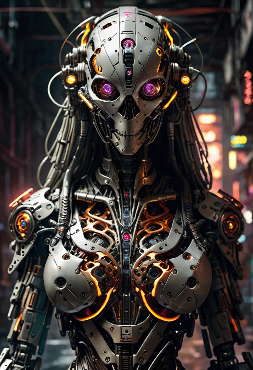 cyberpunk cybernetic revolutionaries, futuristic flame suit, flaming guns on hands, complex intricate robot body, highly detailed, photorealistic, 8k, cinematic lighting, dramatic, neon colors, moody atmosphere, science fiction, concept art style