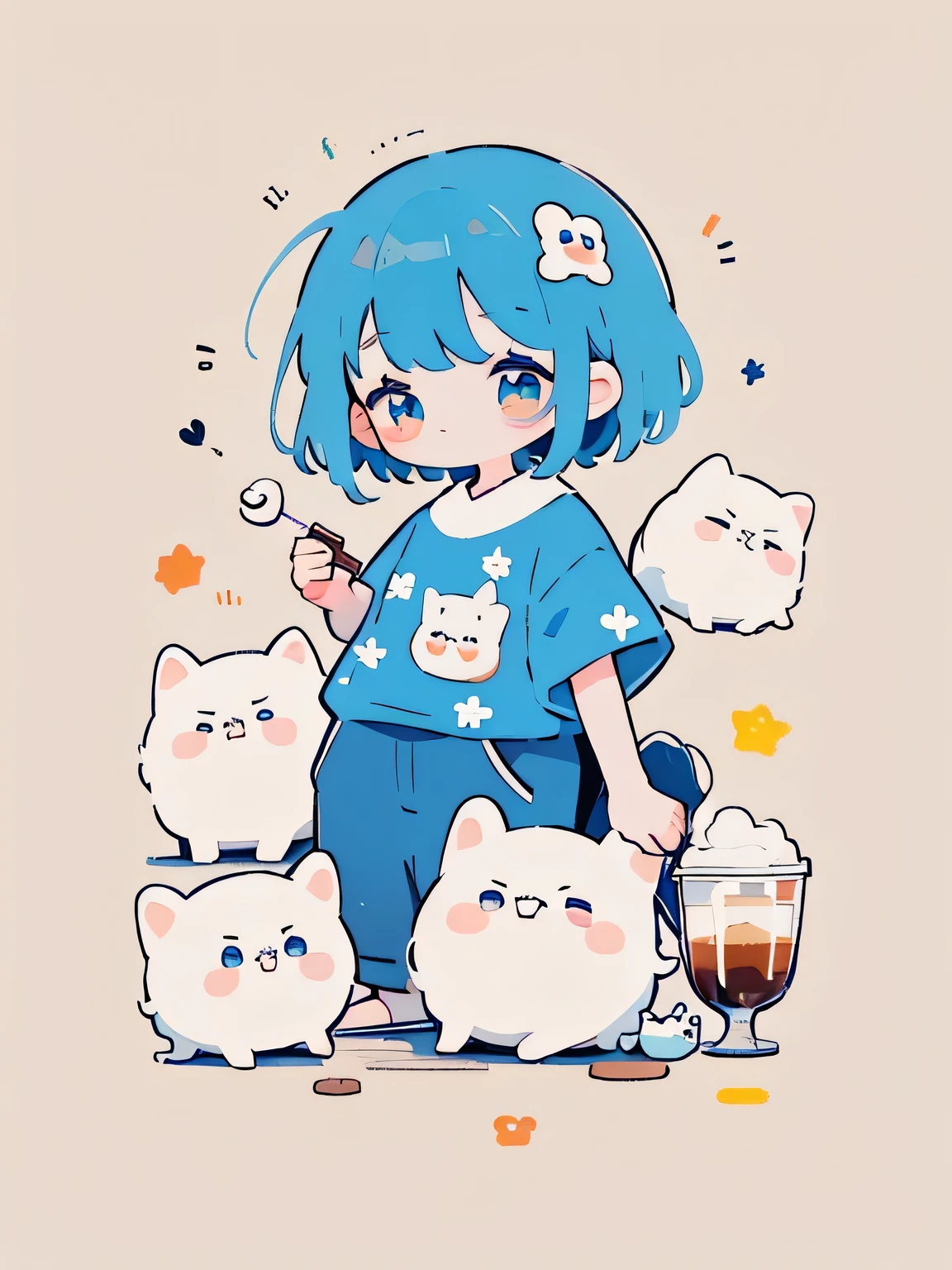 Fujio Akatsuka style, Masterpiece, best quality, 8k, cute pearl coffee