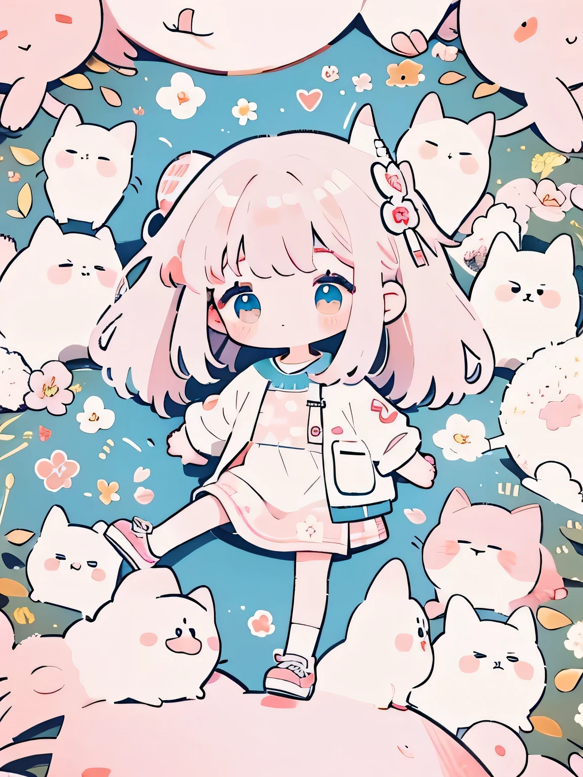 Momoko Sakura style, Masterpiece, best quality, 8k, cute girl chibi