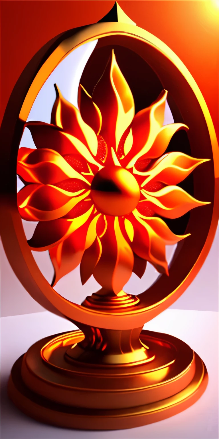 best quality, super fine, 16k, incredibly absurdres, extremely detailed, delicate and dynamic, realistic sun, flame, flare, red, orange, yellow, background ice sculpture frame