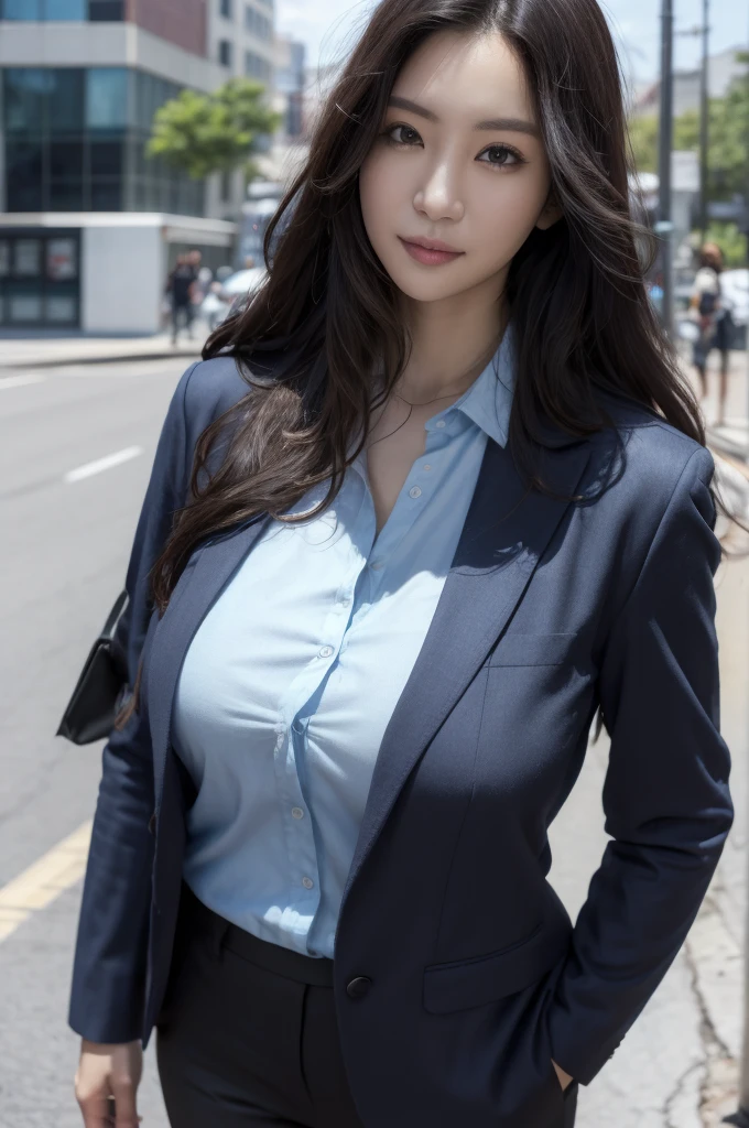 (ultimate quality, masterpiece, highres:1.0), (photorealistic, realistic:1.9), walking, full body,
1girl, yukoono_jav, long hair, black hair, brown eyes, breasts, looking at viewer, wearing office attire, realistic human face, perfect human body, human body ratio, professional photoshoot, natural lighting, on the streets, depth of field, shot using nikon DSLR,