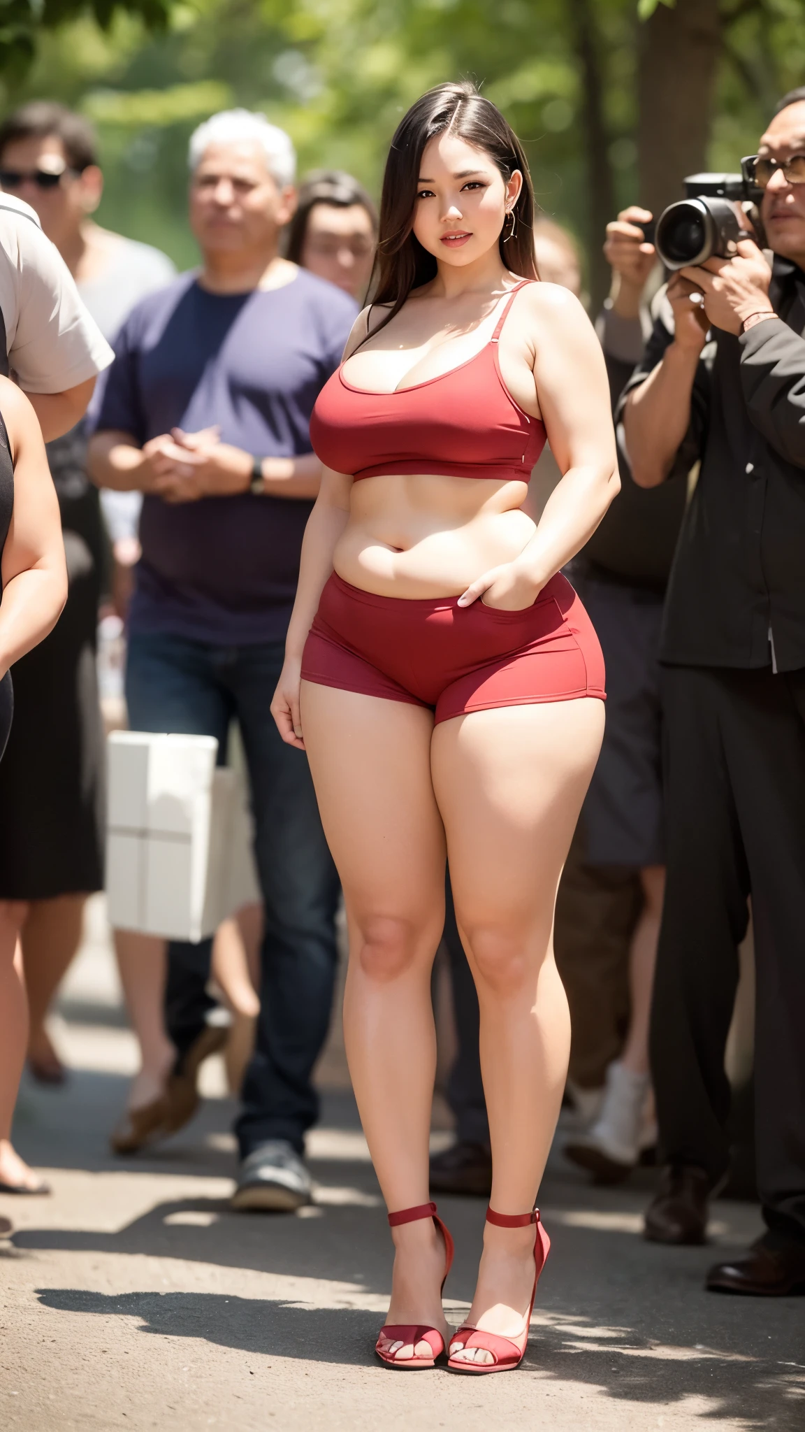 Big Breasts, Big Hips, Full Body Shot, Mature mother, Voluptuous thighs, Seductive mature woman, Perfect body, Plus Size Model, Swimwear、Micro Bikini、Leg spread、Look at the audience