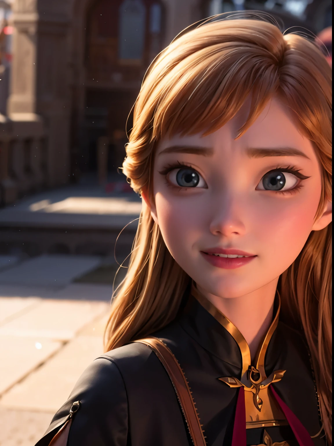 A realistic photo of Milaoff as a live-action version of Princess Anna, Cosplay