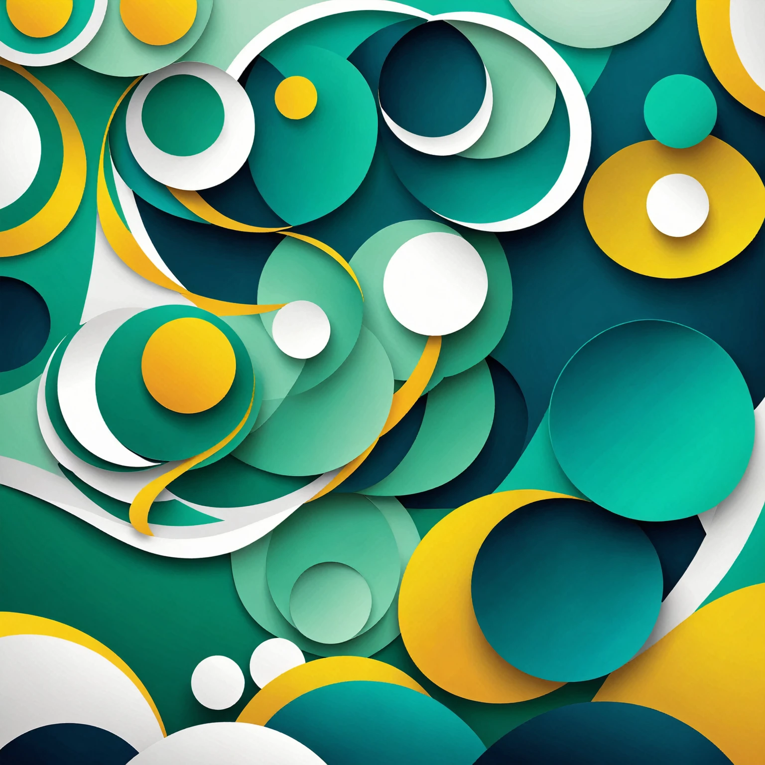 Tema: Abstract and symbolic design using color gradients.

Detalhes da Imagem:

Cores Principais:

Verde: Utilize a cor #0B6624 em uma escala de gradiente que vai do tom mais escuro ao mais claro. Essa cor deve ser predominante e representar estabilidade e crescimento.
Amarelo: Utilize a cor #CBAD13 em uma escala de gradiente que vai do tom mais escuro ao mais claro. This color should be used to highlight important areas and symbolize optimism and energy..
Azul: Utilize a cor #01415A em uma escala de gradiente que vai do tom mais escuro ao mais claro. This color should be used to convey confidence and seriousness.
Branco: Use detalhes em branco para acentuar e delinear elementos importantes, garantindo clareza e contraste.
Design e Complexidade:

Create an abstract design that uses geometric shapes and fluid lines to represent dynamism and progress.
Gradient transitions must be smooth, criando um efeito harmonioso entre as cores.
Incorporate graphic elements that symbolize unity and growth, like ascending lines or interlocking circles.
Image composition:

The background of the image should be a balanced mixture of the gradients of the three main colors, criando um efeito visual impactante e coeso.
Utilize o branco para detalhes como bordas, separation lines and accent points that help guide the eye through the design.
Evite a simetria perfeita; opt for a composition that suggests movement and evolution, with elements distributed strategically to attract attention and convey the political message of progress and unity.
Technical specifications:

Formato: PNG ou JPG, with high resolution (300 DPI) to ensure professional quality in print or digital use.
dimensions: Minimum 1920x1080 pixels to ensure versatility of use across different media (cartazes, banners, redes sociais).
Paleta de Cores: Exclusively the provided colors and their gradient variations.
Objetivo da Imagem:

Convey a message of unity, progresso e 