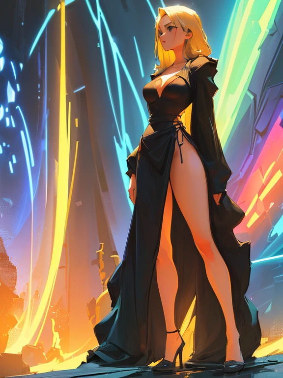 Full body (clothed) human,(extremely giant breasts),(extremely large breasts),(extremely thin waist), (extremely wide hips), has clothes, a woman (wearing a gown the neckline plunges low. And just wait until you see the back - it's virtually nonexistent, revealing a daring open design that would leave your toned back on full display, skirt, it's ever so short and slitted up the sides. Plenty of leg to enchant any onlookers,Very large breasts,:1.2), (fully clothed)