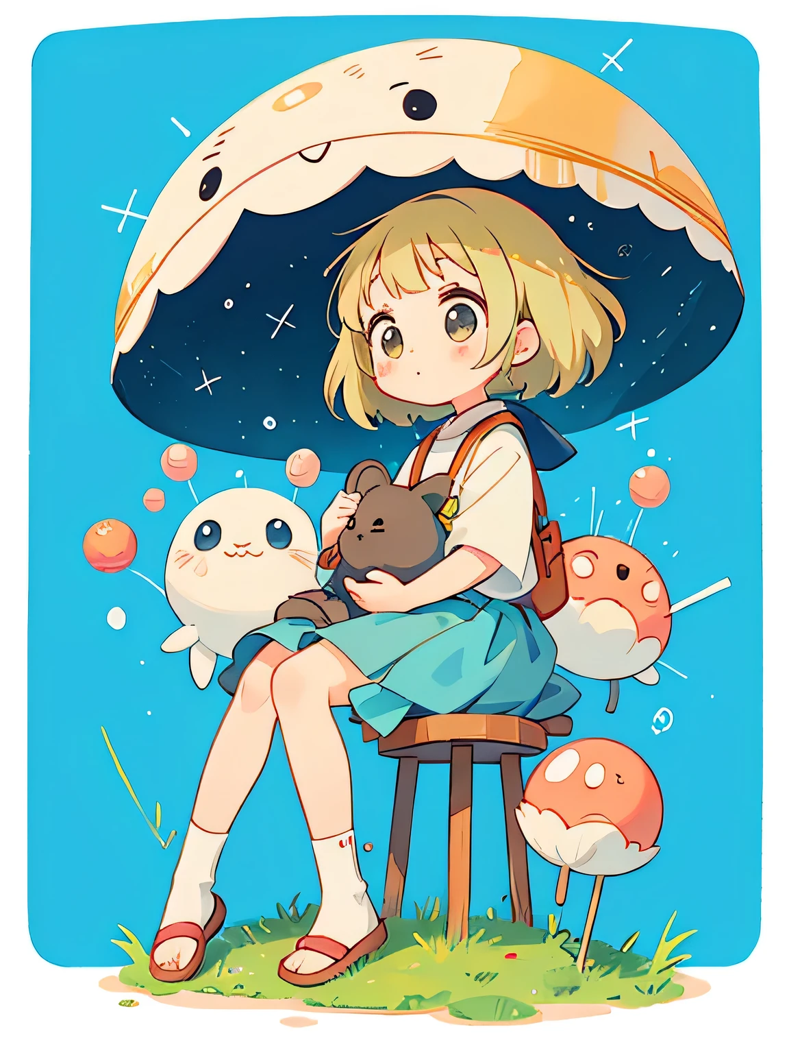 hayao miyazaki style, Kawaii Design, The most beautiful girl of all time、Chibi, Cute Alien、Mars exploration、
