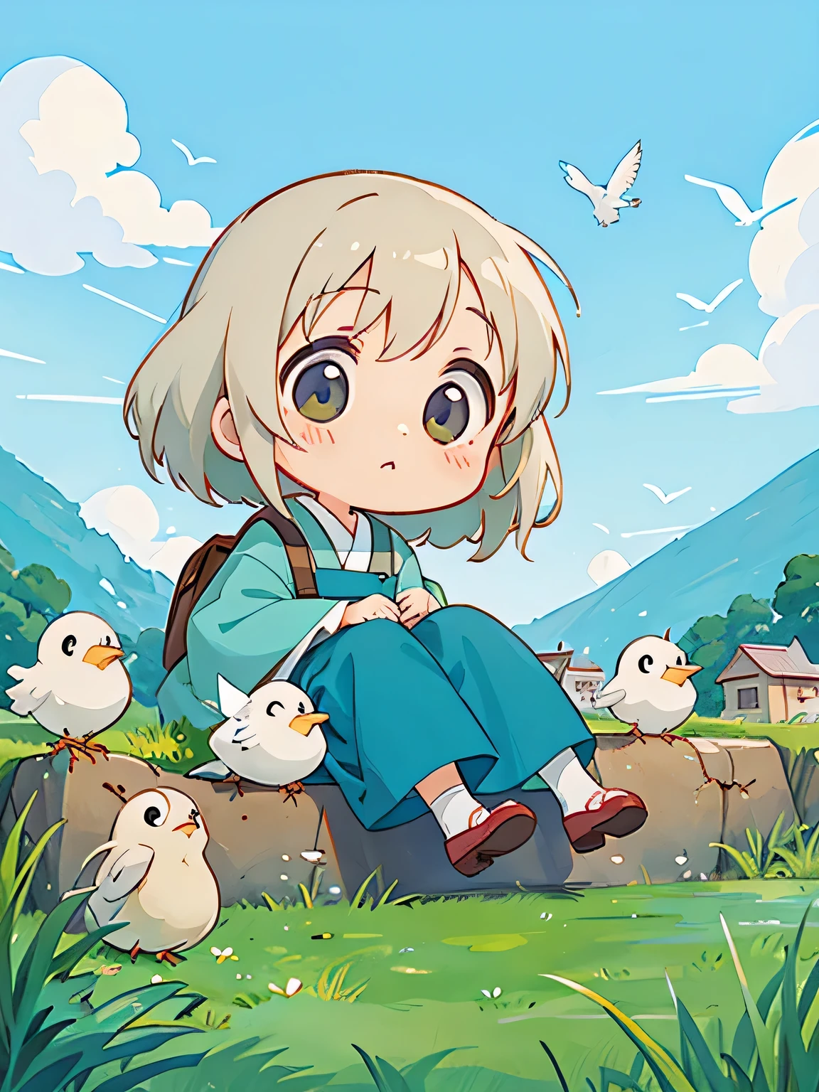 hayao Miyazaki、Kawaii Design, most beautiful girl ever、Chibi, birdie、High walls