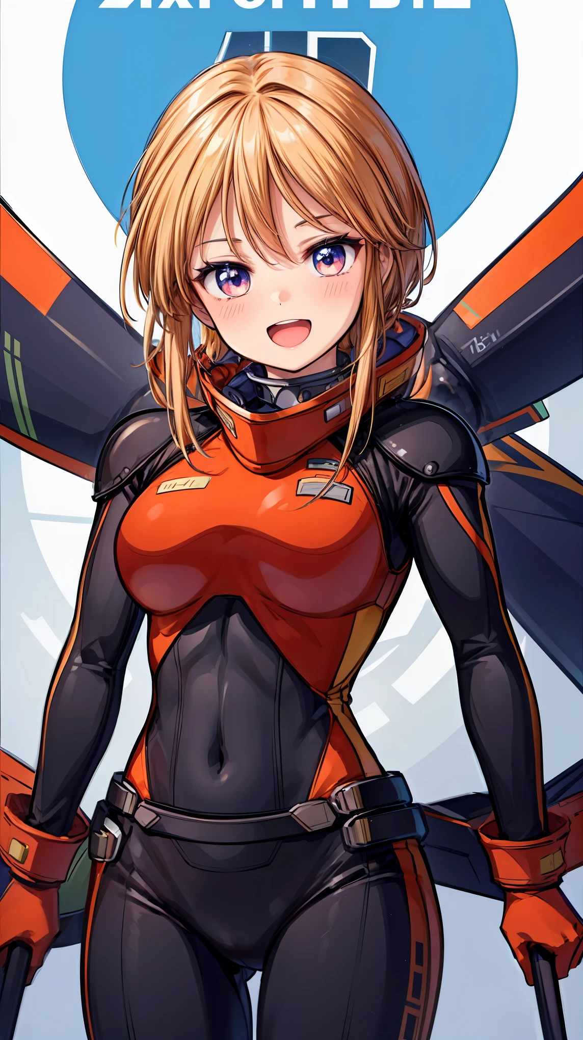 Very detailed、highest quality、Best image quality、masterpiece、8k、Anime Face、A kind smile、Open Mouth、lppl2、Pilot Suit、(SFW Giant)