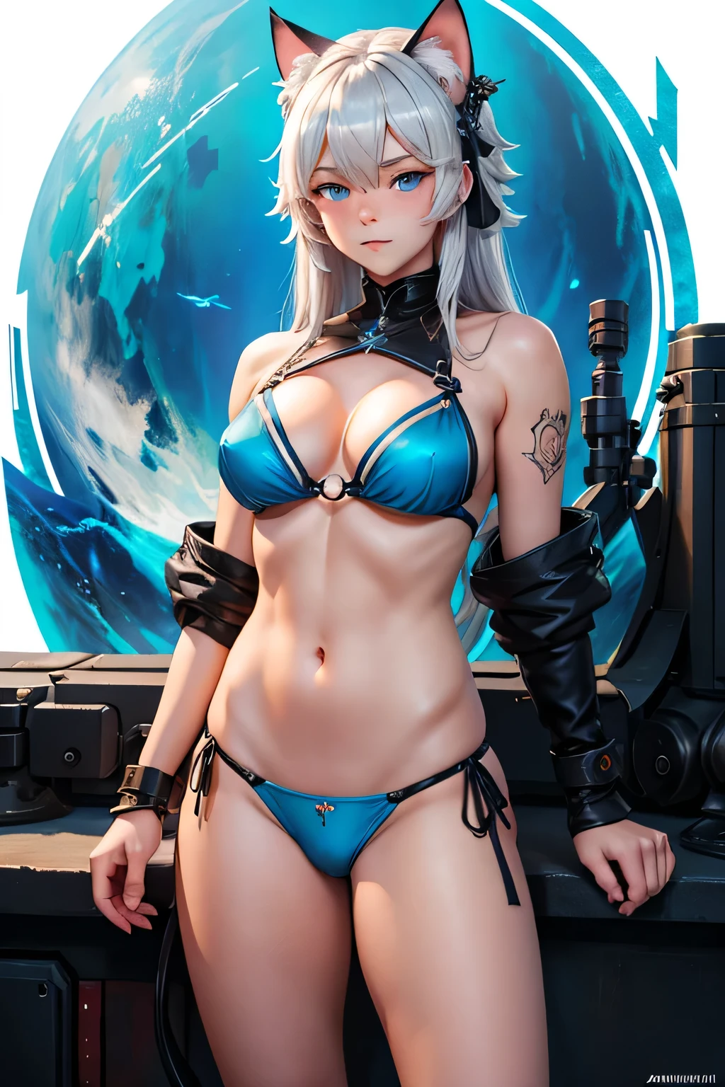 Wearing a blue bikini、blue eyes、Anime character with cat ears, guweiz on pixiv artstation, guweiz on artstation pixiv, Popular topics on artstation pixiv, guys, From the Azur Lane video game, guweiz, Popular on cgstation, Artwork in the style of Guweiz, Azur route style