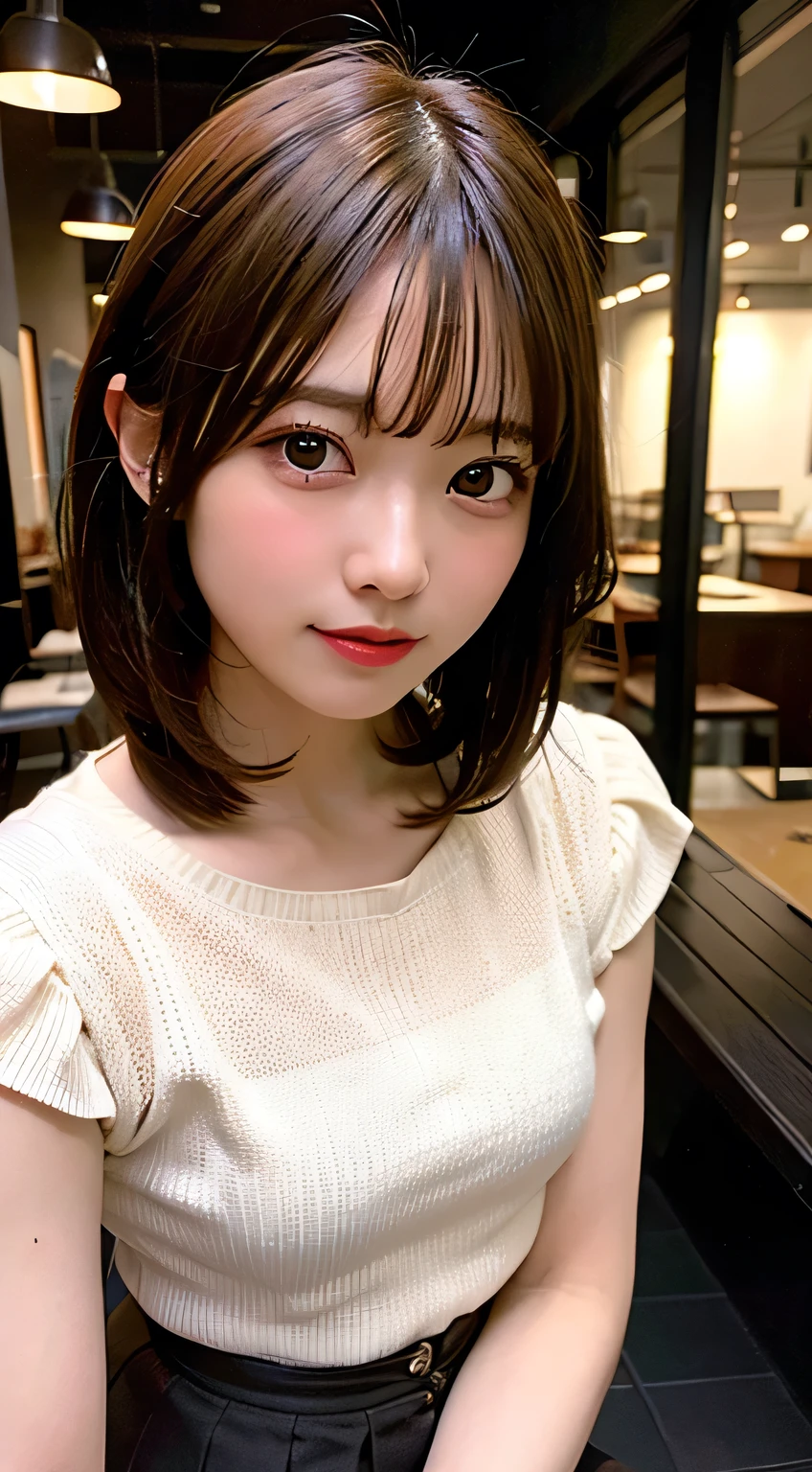 (8k, RAW Photos:1.2),Detailed face and eyes,最high quality, 超A high resolution, Very detailed ,Intricate details ,Tabletop ,pretty girl , Soft cinematic light, Hyper Detail,Sharp focus, high quality,Brown hair, Bobcut, outside, mini skirt, panties, Peeking from below