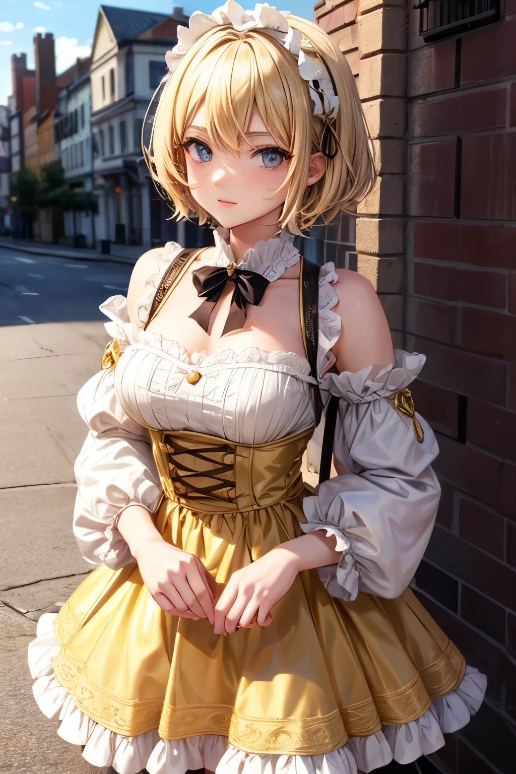 Short blonde hair, golden eyes, ta, adventurer