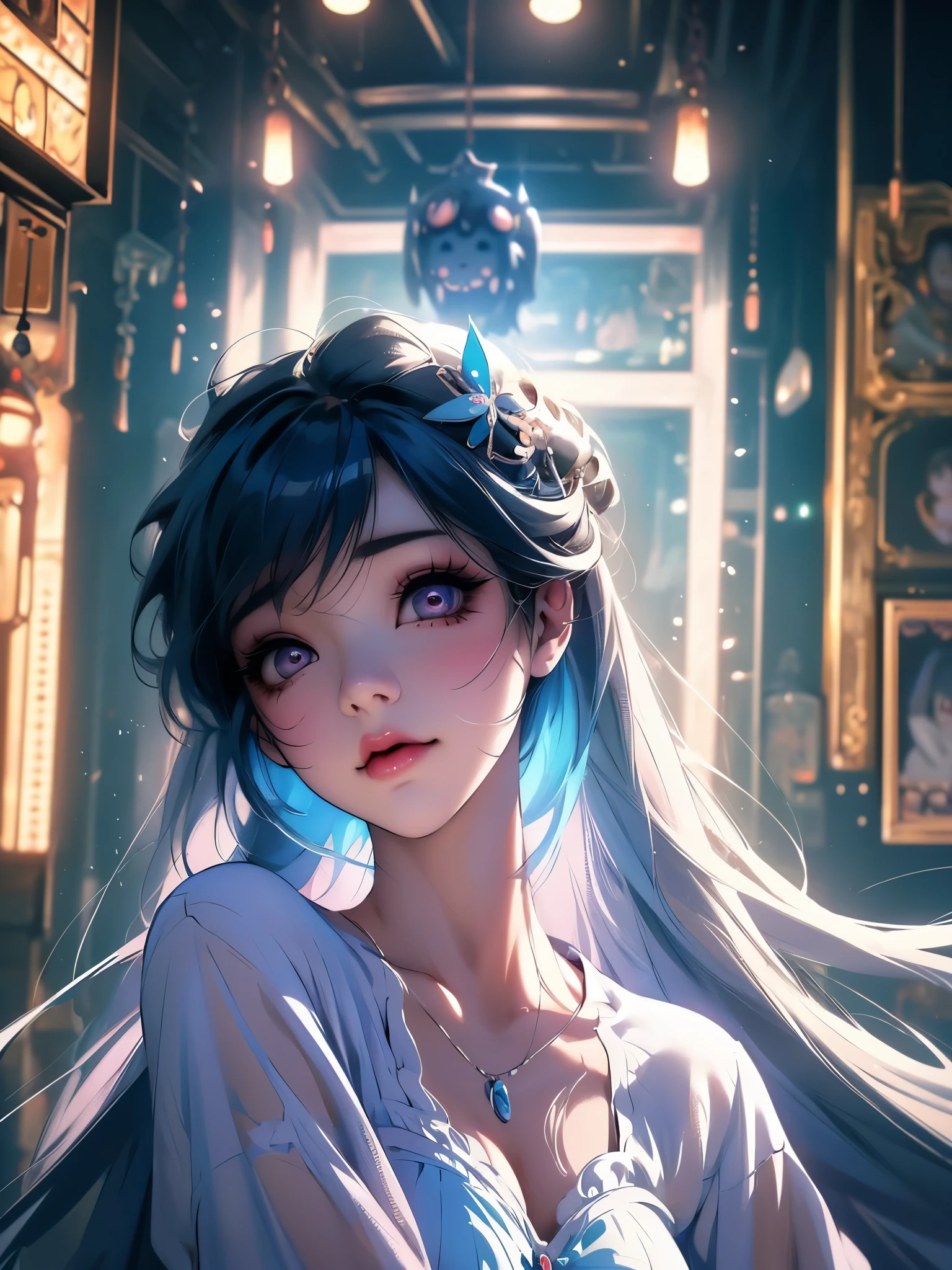 A fofa Melanie Martinez como uma personagem de anime muito fofa, Personagem de desenho animado, Unreal Engine Warm Interior Lighting Art Station Detailed Digital Painting Character Design Mark Ryden Pixar Hayao Miyazaki Unreal 5 Dazz Hyper Real - Octane Neon Rendering