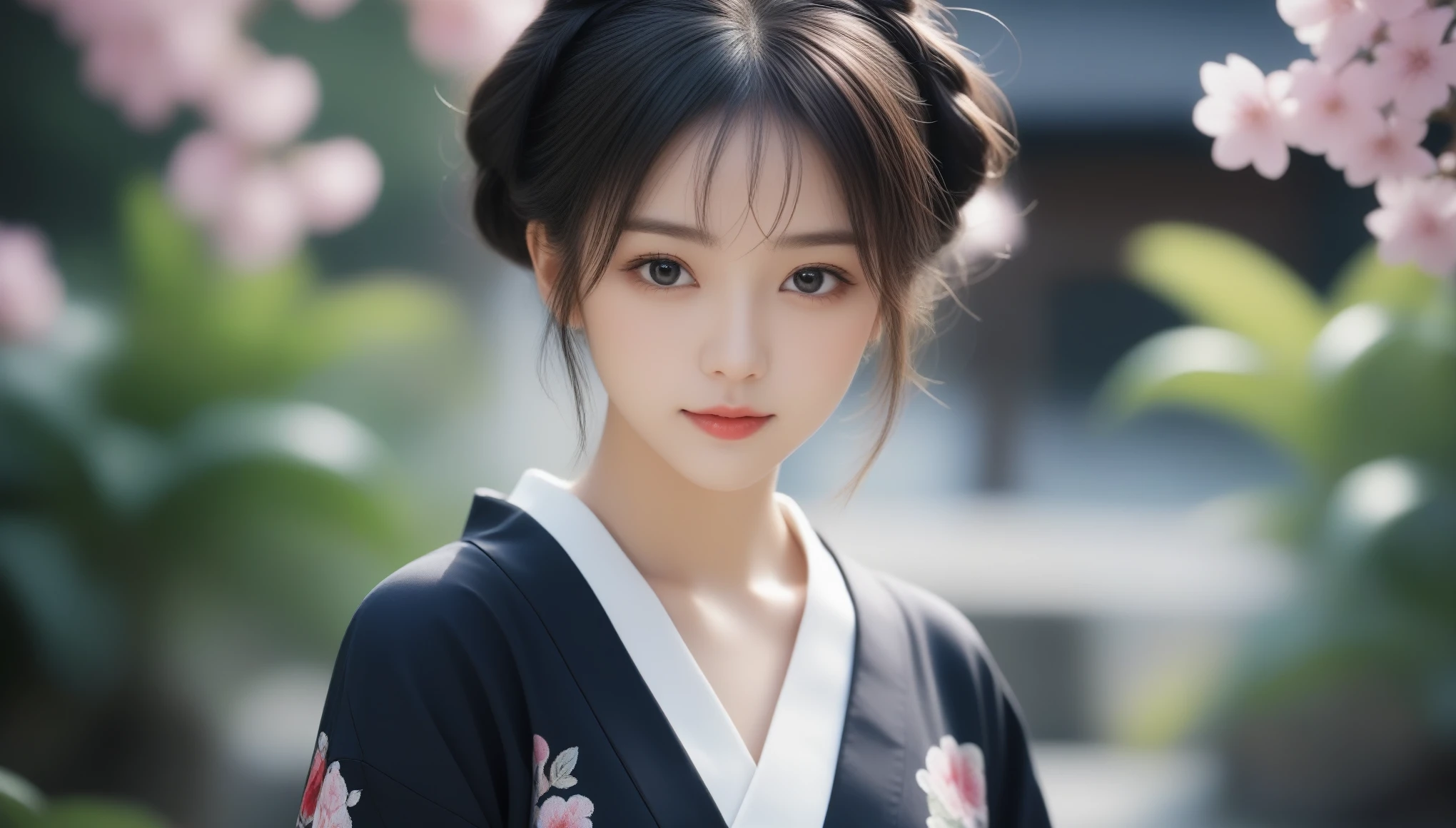 8k, Ultra-high resolution, highest quality, masterpiece, Surreal, photograph, 1 girl, (16 years old:1.3), pretty girl, Cute Face, Beautiful eyes in every detail, 細かくdetailedに,masterpiece,, One Girl:1.2, Japan Female Announcer, One beautiful woman, She is a kimono model、Gorgeous floral patterned kimono、Silver hair braids,Bold Pose,Looking at the audience、beauty,Long neck、Laugh a little、Please close your mouth and laugh、(((Ideal body type))),A cup small breasts :2,、Portraiture:2、Perfect Anatomy、鮮明なdetailed、detailed、Surreal、Light and shadow,Strong light,Fashion magazine cover,Thin lips