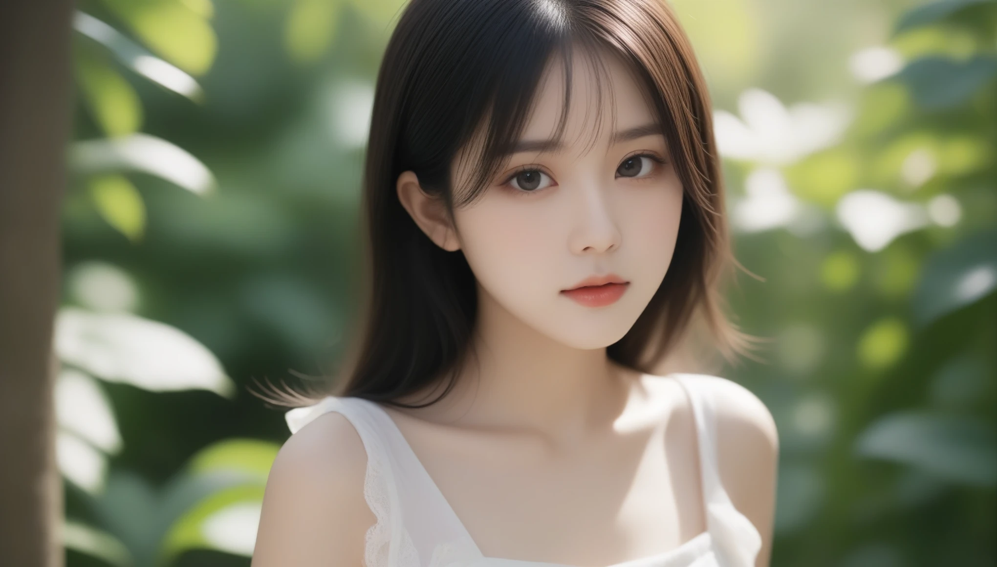 8k, Ultra-high resolution, highest quality, masterpiece, Surreal, photograph, 1 girl, (16 years old:1.3), pretty girl, Cute Face, Beautiful eyes in every detail, 細かくdetailedに,masterpiece,, One Girl:1.2, Japan Female Announcer, One beautiful woman, 美しい16 years oldの少女, Cute innocent soft, amazing young girl, 非常にdetailedなphotograph, Full Body Shot, intricate skin texture, Pale skin, 複雑なphotograph, (Intricately flowing light black hair), mini loose dress, Vibrant colors, (Pink: 0.7), (Shades of yellow: 0.8), (Bluish: 0.8), 非常にdetailedな画像, 実物のようなphotograph, Lifelike details, Realistic Textures, Beautiful anatomy, Perfect functionality, intricate skin texture, Complex Texture, Looking straight at the camera, Poke out your lips, delicate, elegant, attractive, Whimsical, amazing, dream-like, garden, Soft Focus, Diffuse lighting, Golden Hour Lighting, (David Hamilton Style), Film Grain High Quality,Bold Pose,Looking at the audience、beauty,Long neck、Laugh a little、Please close your mouth and laugh、(((Ideal body type))),A cup small breasts :2,、Portraiture:2、Perfect Anatomy、鮮明なdetailed、detailed、Surreal、Light and shadow,Strong light,Fashion magazine cover,Thin lips
