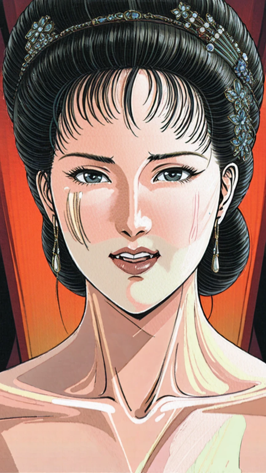 (best quality), (very aesthetic), (ultra-detailed), (best illustration),(a mature female),(NSFW),(perfect face),Suikoden,Mrs. Lin,((full_body)),((full_nude)),red cheek,sweating,skinny,flushed skin,hairly pussy,((Panting)),chinese traditional bed room,White semen on the body,White semen on lips