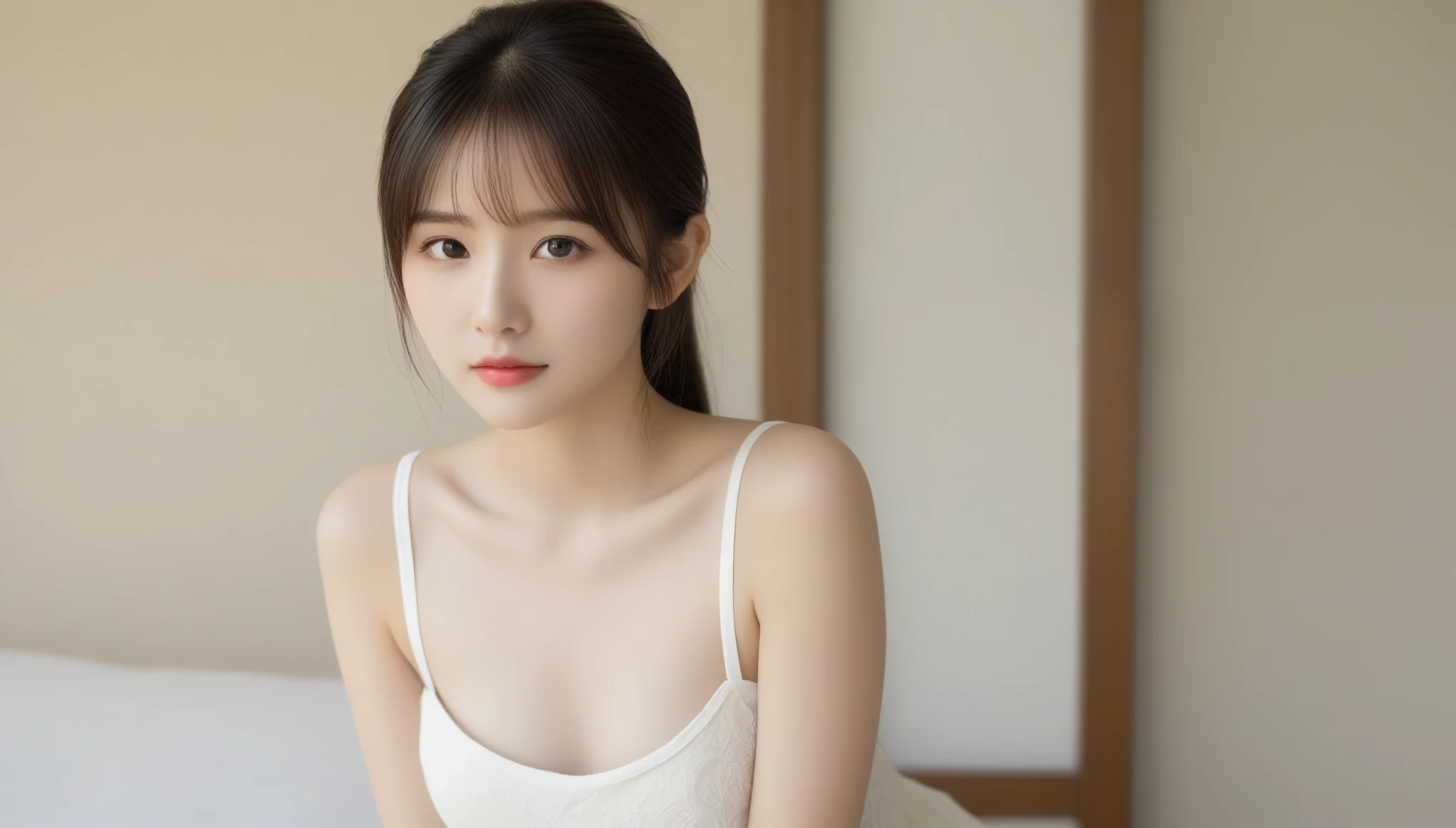 8k, Ultra-high resolution, highest quality, masterpiece, Surreal, photograph, 1 girl, (:1.3), pretty girl, Cute Face, Beautiful eyes in every detail, 細かくdetailedに,masterpiece,, One Girl:1.2, Japan Female Announcer, One beautiful woman, Cafe,Naked Apron,Bold Pose,Looking at the audience、beauty,Long neck、Laugh a little、Please close your mouth and laugh、(((Ideal body type))),A cup small breasts :2,、Portraiture:2、Perfect Anatomy、鮮明なdetailed、detailed、Surreal、Light and shadow,Strong light,Fashion magazine cover,Thin lips