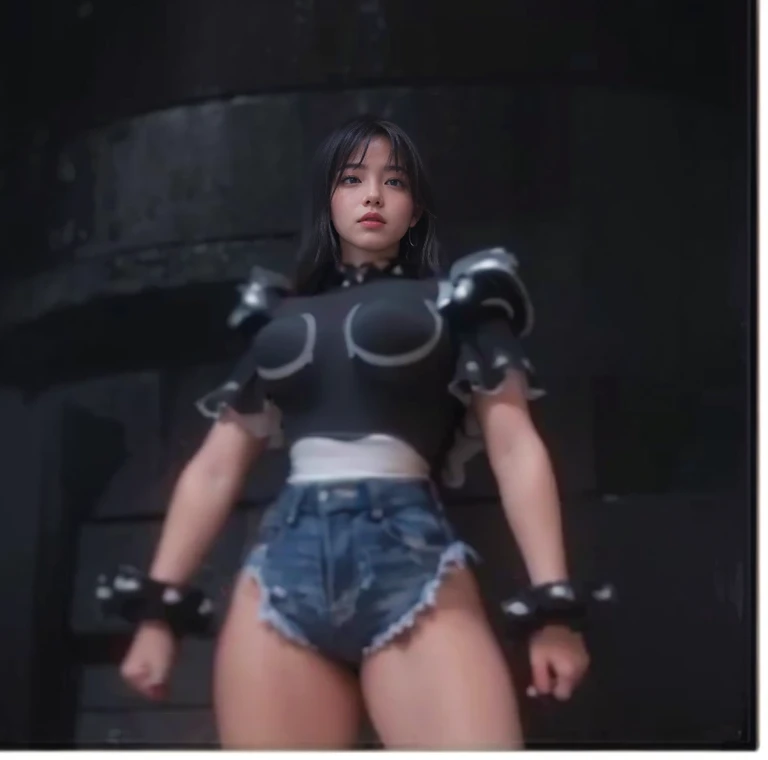highest quality, masterpiece, Ultra-high resolution, (Realistic:1.4), RAW Photos, One Girl, Off the shoulder, In the Dark, Deep Shadow, moderate, Cold Light Bust Top