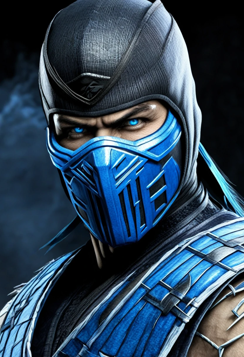 a close up of Sub-Zero from Mortal Kombat