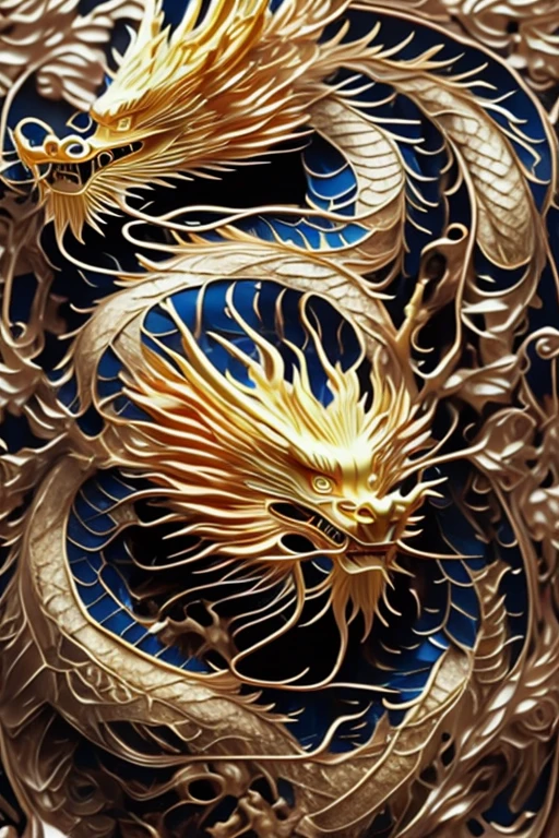 So sublime and divine々A beautiful golden dragon floats in the center of the screen, glaring at the camera.。金色のThe dragon is幸せをもたらす神なのでとても有難い存在である。The surrounding area is a canyon where no one can get close, and lightning is flashing in the background.、The sun is shining brightly。The dragon is、I want a realistic image。A man standing at the bottom of the canyon is worshipping the dragon with gratitude.。