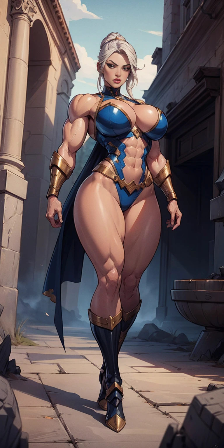 full body standing symmetrical beautiful woman, hyper realistic, 1girl, Asgard, Valkyrie, Lady Knight, correct anatomy, epic fantasy digital art, tmasterpiece, 8k, high definition resolution, detailed drawing, superior quality, epic composition, muscular body, muscular turned arms behind body