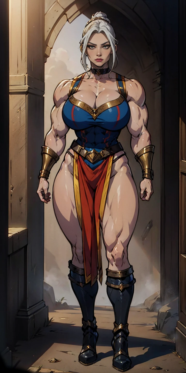 full body standing symmetrical beautiful woman, hyper realistic, 1girl, Asgard, Valkyrie, Lady Knight, correct anatomy, epic fantasy digital art, tmasterpiece, 8k, high definition resolution, detailed drawing, superior quality, epic composition, muscular body, muscular turned arms behind body