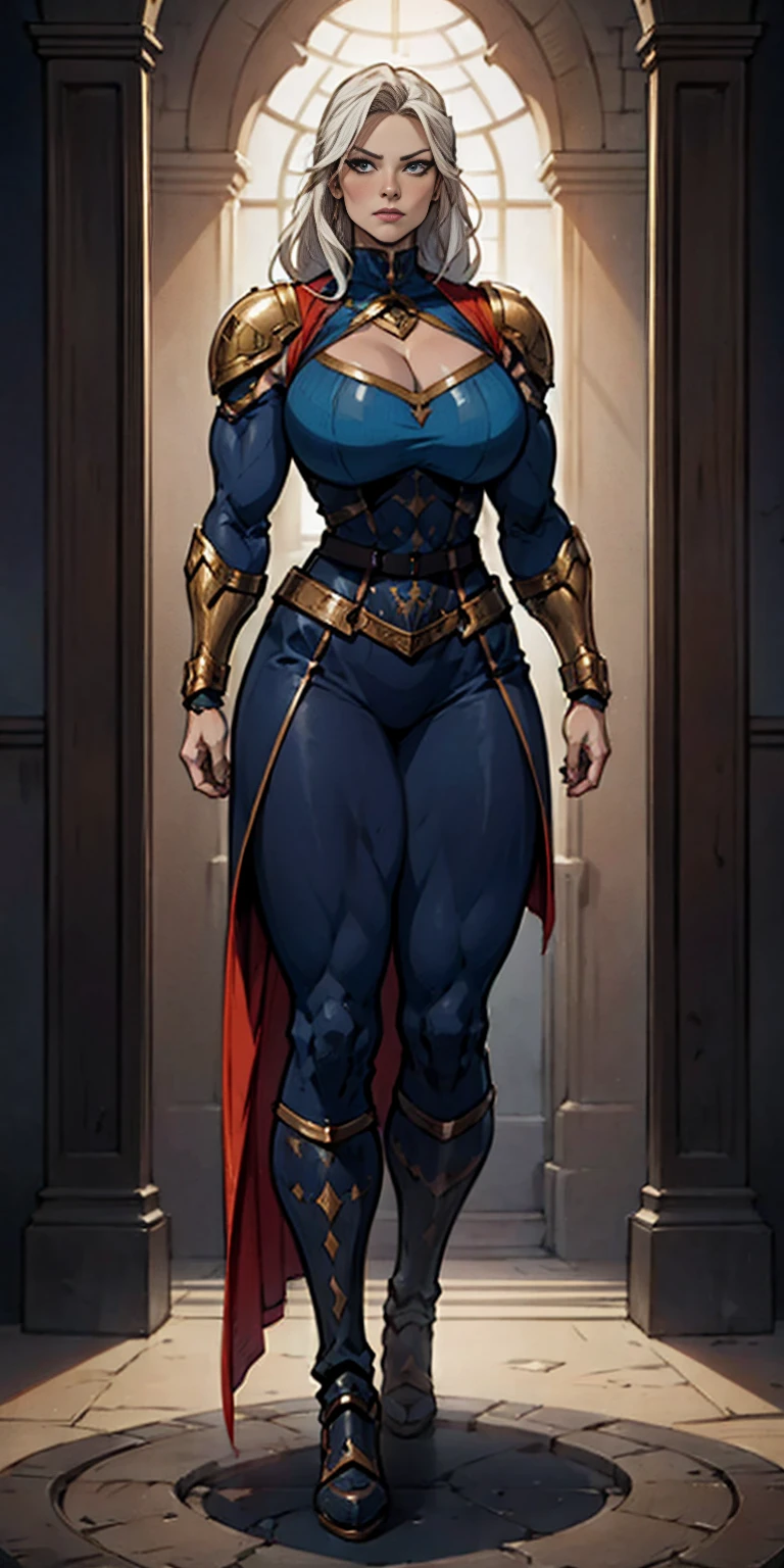 full body standing symmetrical beautiful woman, hyper realistic, 1girl, Asgard, Valkyrie, Lady Knight, correct anatomy, epic fantasy digital art, tmasterpiece, 8k, high definition resolution, detailed drawing, superior quality, epic composition, muscular body, muscular turned arms behind body