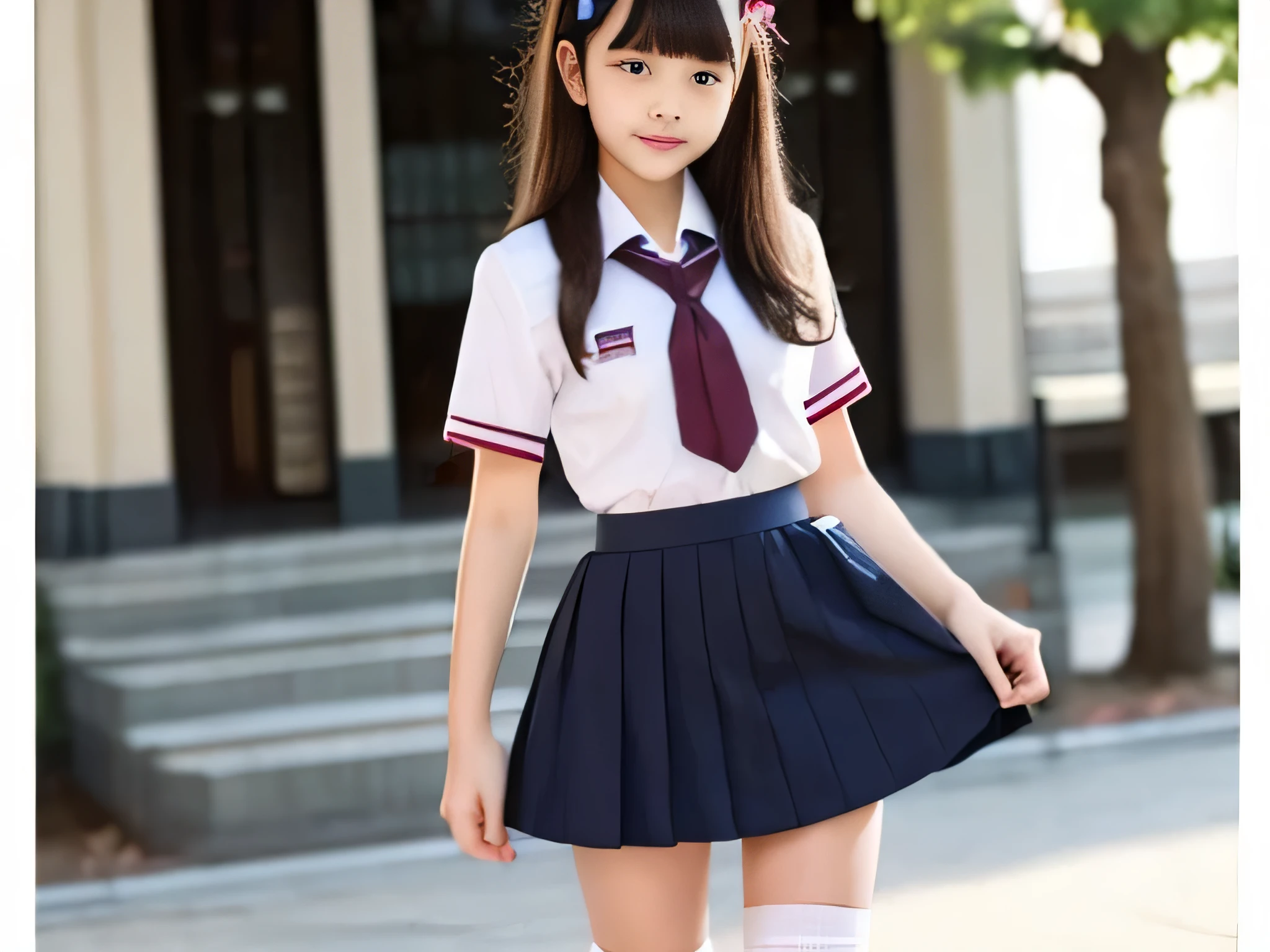 、middle Schoorm、School、Looks embarrassed、NSFW、short skirt、Erotic、More than one person