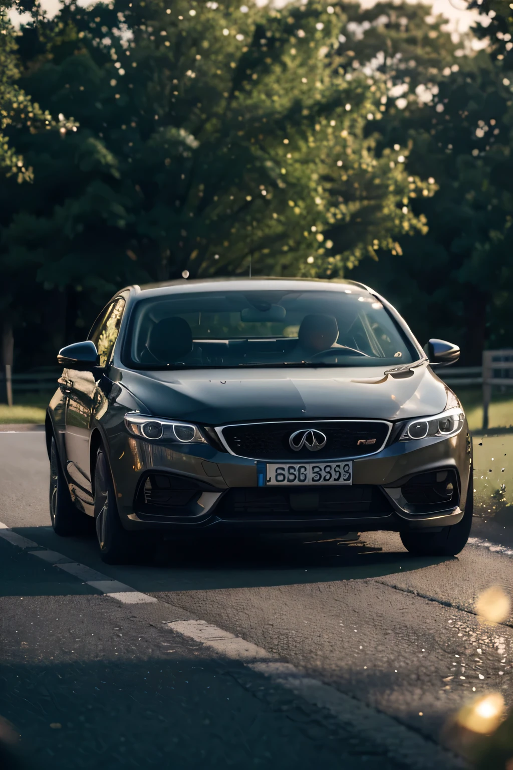 8K, high quality, bokeh, car, on florest, fresh morning atmosphere, amazing depth of field, blur in the back, professional color grading, soft shadows, no contrast, clean sharp focus, film photography