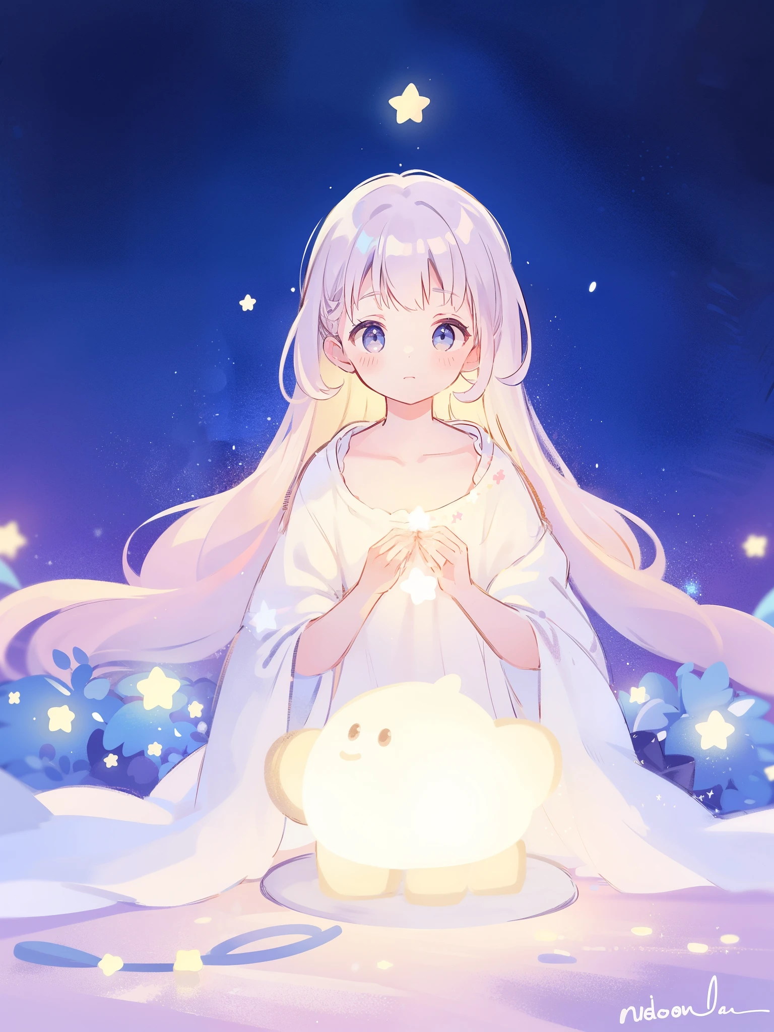 wishing stars, girl wearing an ethereal translucent dress made of stars, magical, fantasy, whimsical, complex drawing, highly detailed, ethereal, starry night, midjourney style