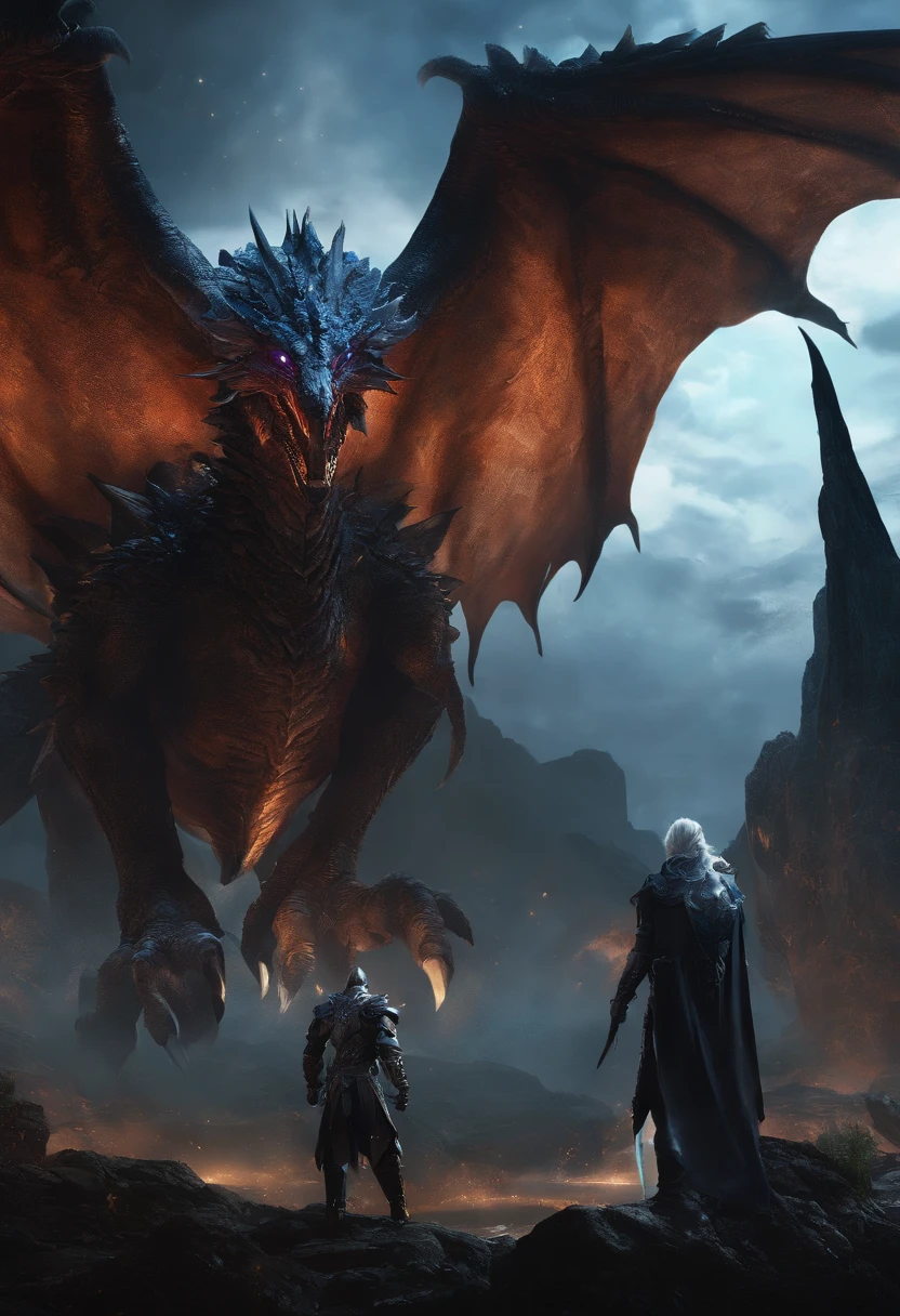 game(Final Fantasy 12),summon monster(Bahamut)close up, Deep, bright black eyes, winged, Planet background, Epic fantasy sci-fi illustration, Epic fantasy digital art style, Dark colors are black、Mainly blue, Epic Sci-Fi Fantasy Art, 4k fantasy art, Fantastic space creatures, Fantasy Planet, wide angle fantasy art, arte de fantasia 8k, concept art wallpaper 4k, Epic fantasy illustrations, Epic fantasy digital art, Stunning 8K Artwork