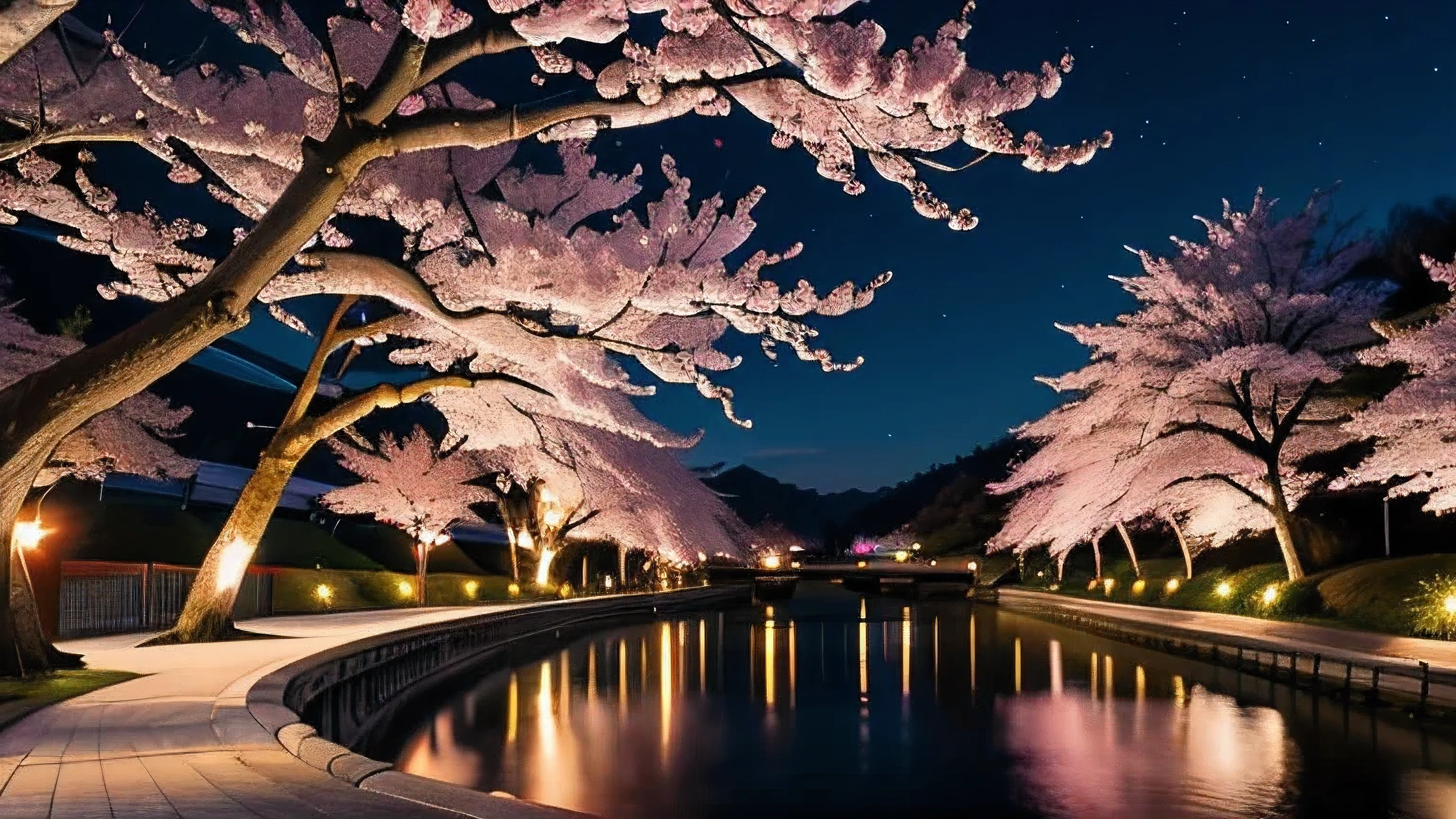 animated cherry blossom night