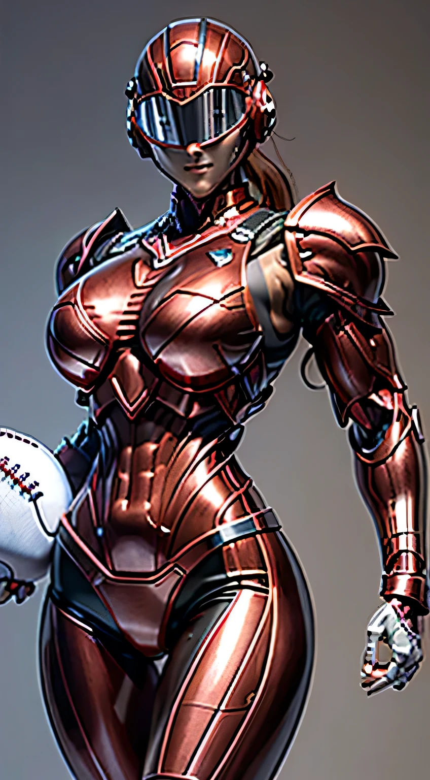 Female Robocop Solo、Bright outdoors、strong light source、8k, high quality, masterpiece, 最high quality、Very detailed、Full body armor、Very large armor、Helmet covering the head、Clear photos、The eyes are pale, Straight Goggles:1.3、The lower half of the face is meat:1.5、Human skin is exposed from the nose to the face.:5.0、Seductive lips、Clear red metallic armor、Armor that completely covers the chest、length, Thin legs、Clear, poseable body views,Big and ample breasts:1.5, (Sports Body:1.5)、Five Fingers、Photos of the city