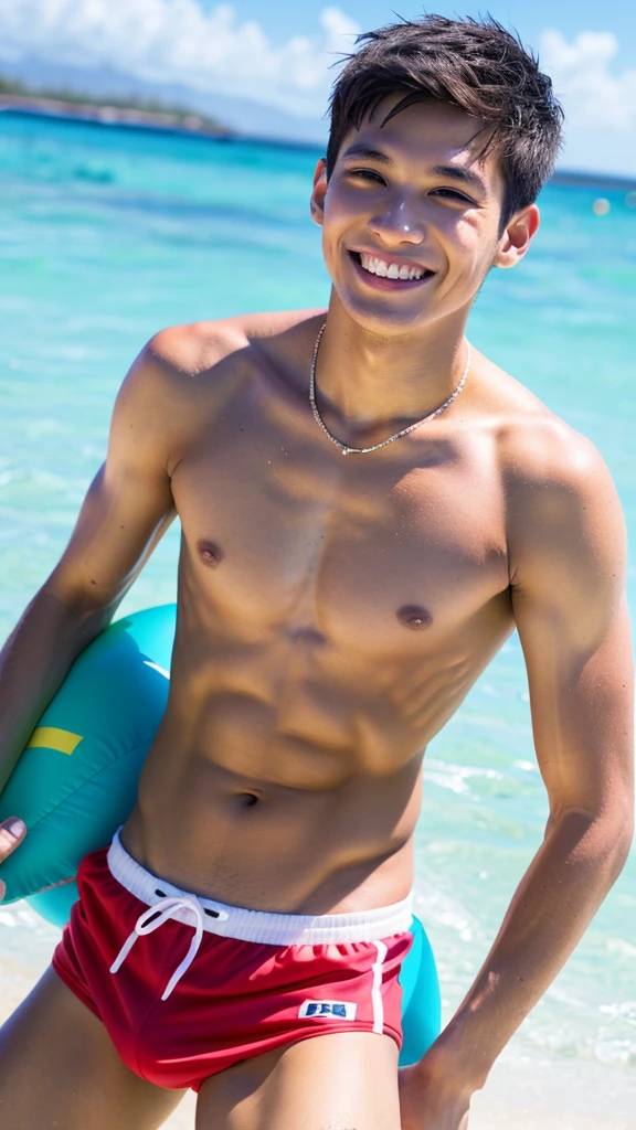 male Age 19 swimwear hawaii lifesaver smile