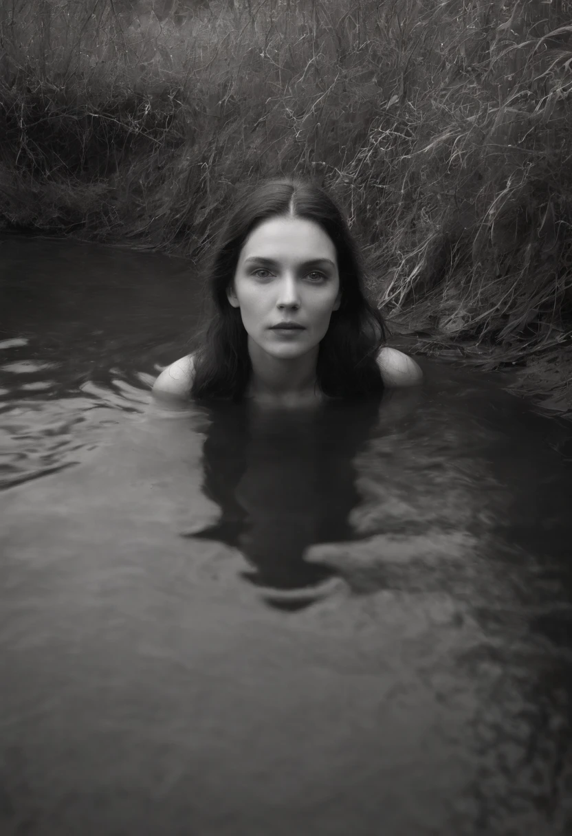 Black and white photo of a drowning person, Inspired by David Octavius Hill, photogravure, Inspired by Eugène Carrière, Painterism, The first ever photograph, inspired by Jean-Jacques Henner, grainy damaged photo, Hot type, Dougro type, damaged photo, author:Theodore Ribot