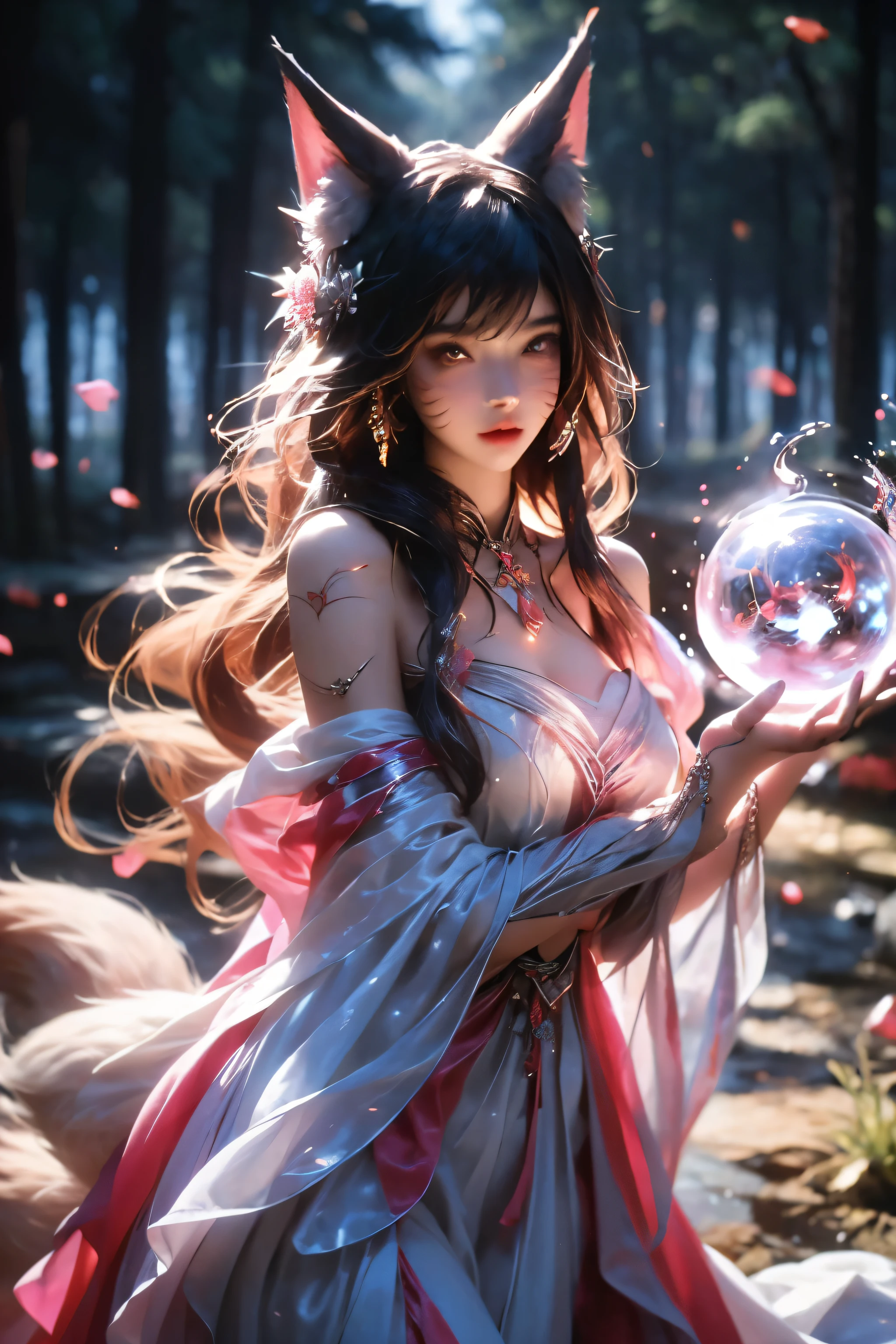 masterpiece,best quality,A girl,The whole body,yaohu,Dharma ball,White clothes,Foxfire Curse,