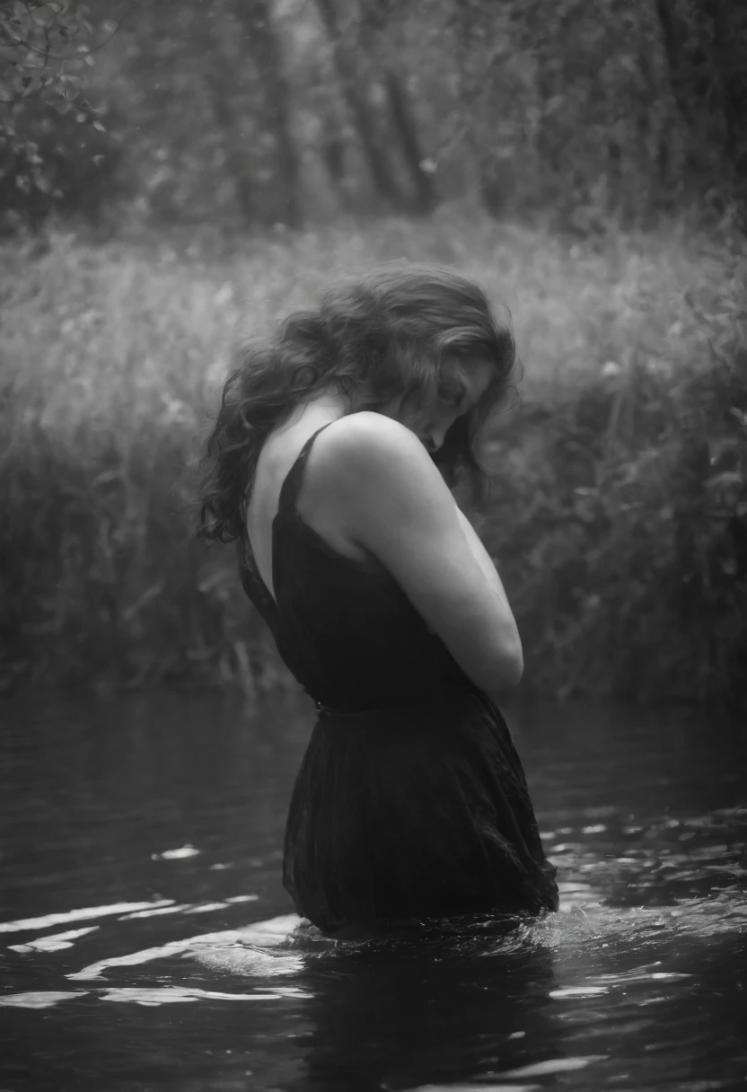 Black and white photo of a drowning person, Inspired by David Octavius Hill, photogravure, Inspired by Eugène Carrière, Painterism, The first ever photograph, inspired by Jean-Jacques Henner, grainy damaged photo, Hot type, Dougro type, damaged photo, author:Theodore Ribot