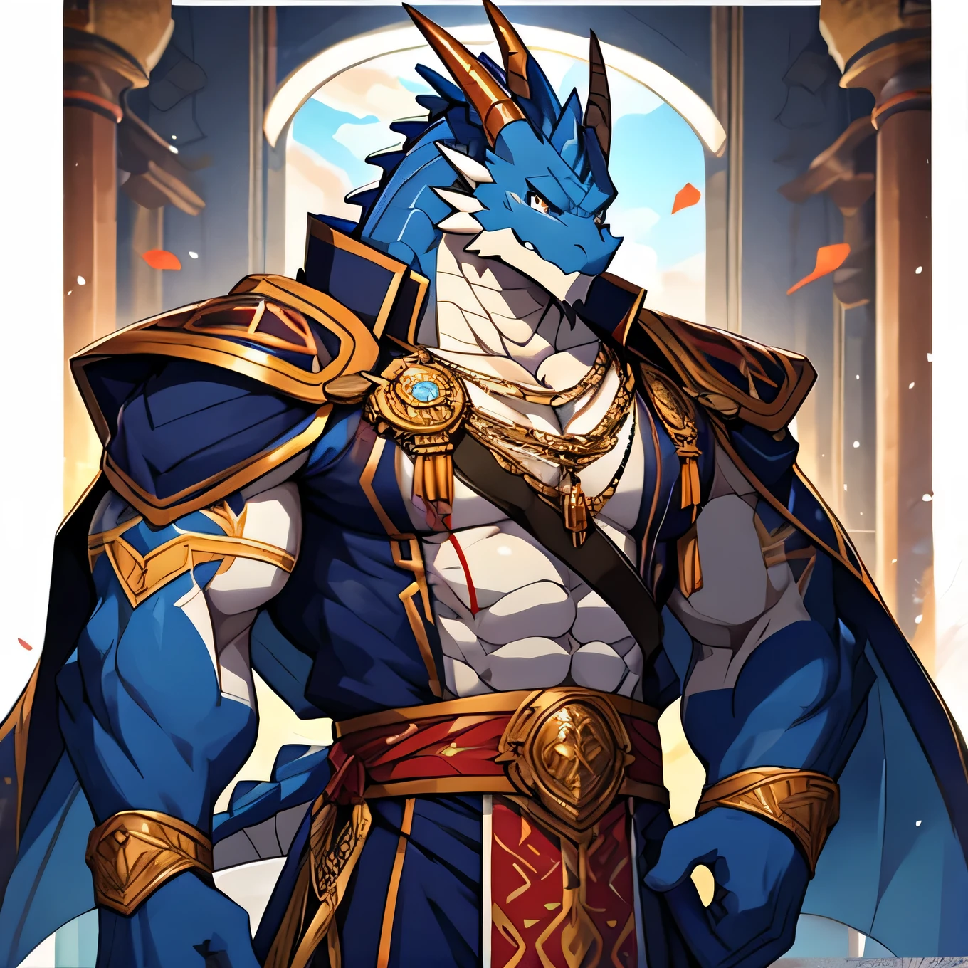 Muscular Macho vestments Navy Blue Dragon Man Handsome