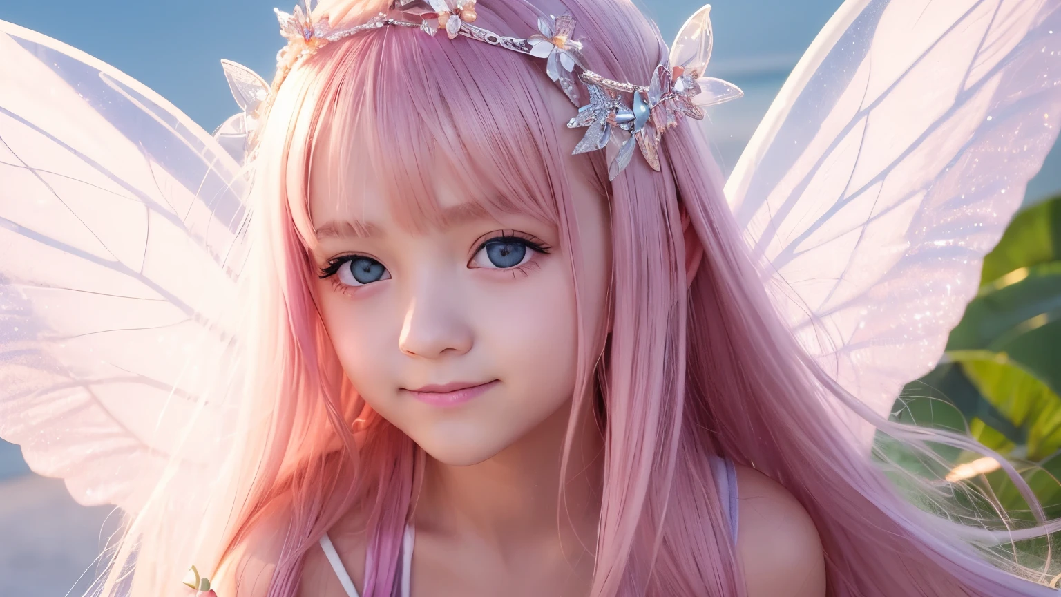 1angel,1 Fairy,2Girl,,2 people,Smile,smile,Magic wand,noon,summer,Tropical,Light of the sun,Light background,cute,Princess Dress,clear,happiness,Thick Coating,Angel Wings,Fairy Wings,Silky shiny hair,Glossy Skin,Long Hair,Fairyland,Soft light,rainbow,dream,hope,Pop Art,pastel colour,Sparkling Eyes,fine,Non-Adult,High resolution,Less exposed skin,light peach-colored hair,Thin eyebrows