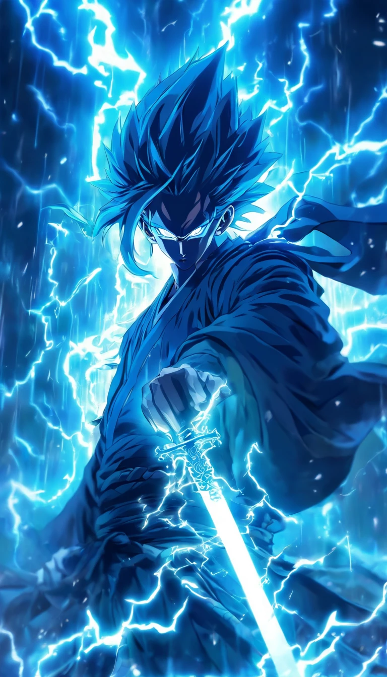 ((Masterpiece)),(Best quality)),Faraway view,Perimeter lightning,Sword Rain,A young Taoist priest,Infinite Sword System,Glow effects,Hyper-realistic,Ultra photo realsisim,Chinese black and white ink style,Black and white,Decolorization,Smudge,ink,8K,super-fine,high qulity