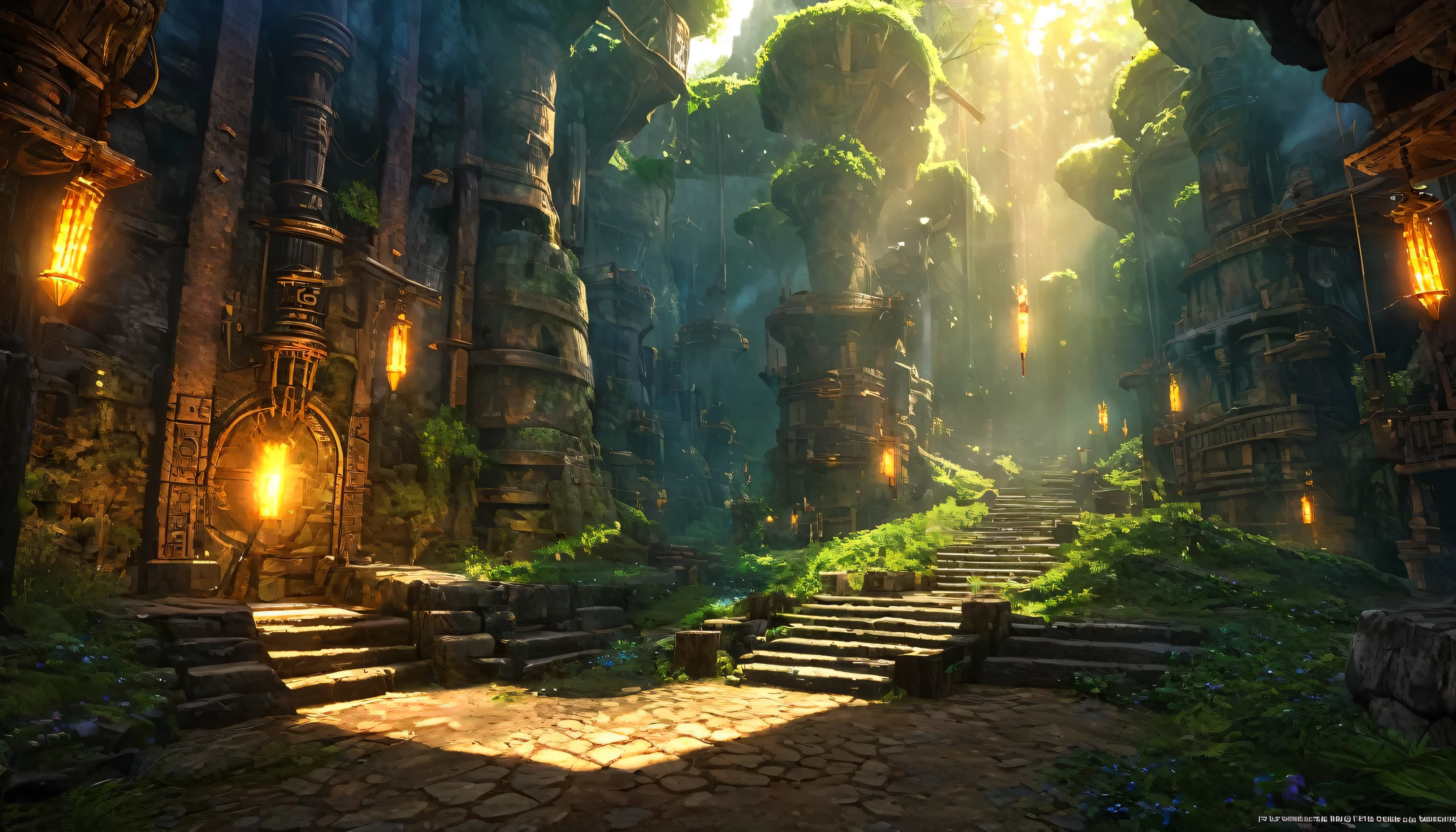 (anime, fantasy), (best quality, high resolution, depth of filed, HDR:1.2), (Hennes mines, mine shaft, torches, mice, minecart, rocks, from final fantasy xii), fantastical landscapes, vibrant colors, majestic, enchanted, elven runes, (dark gloomy atmosphere). A mesmerizing fantasy with enchanting elements blending seamlessly, beautiful, extremely detailed, intricate, delicate, serene fantasy, light filtering through the trees, bokeh, cinematic lighting, 8k, high quality