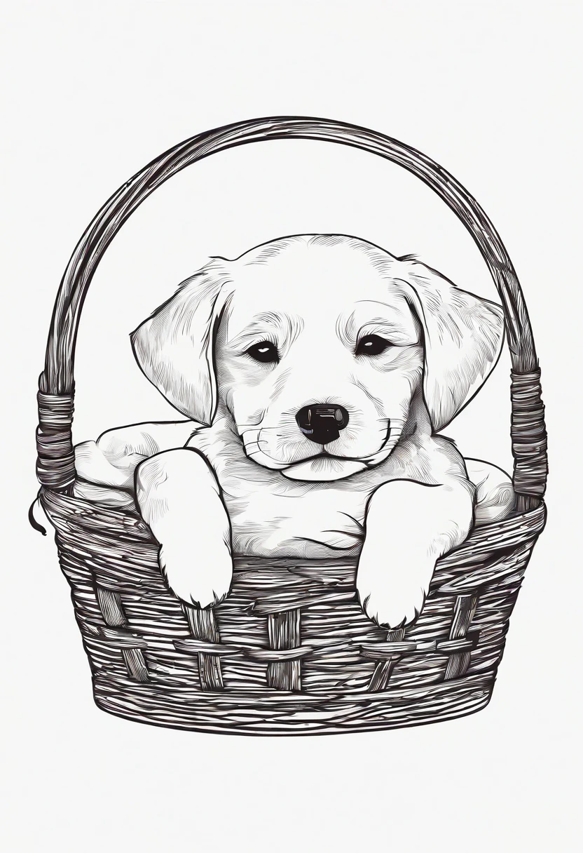 Lovely cute dog sleep in the basket