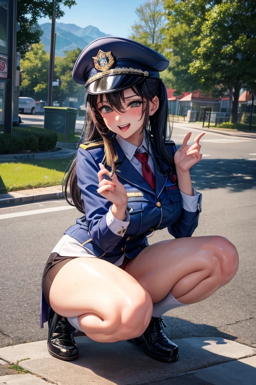 A policewoman with a penis、Ahegao、Semen bukkake