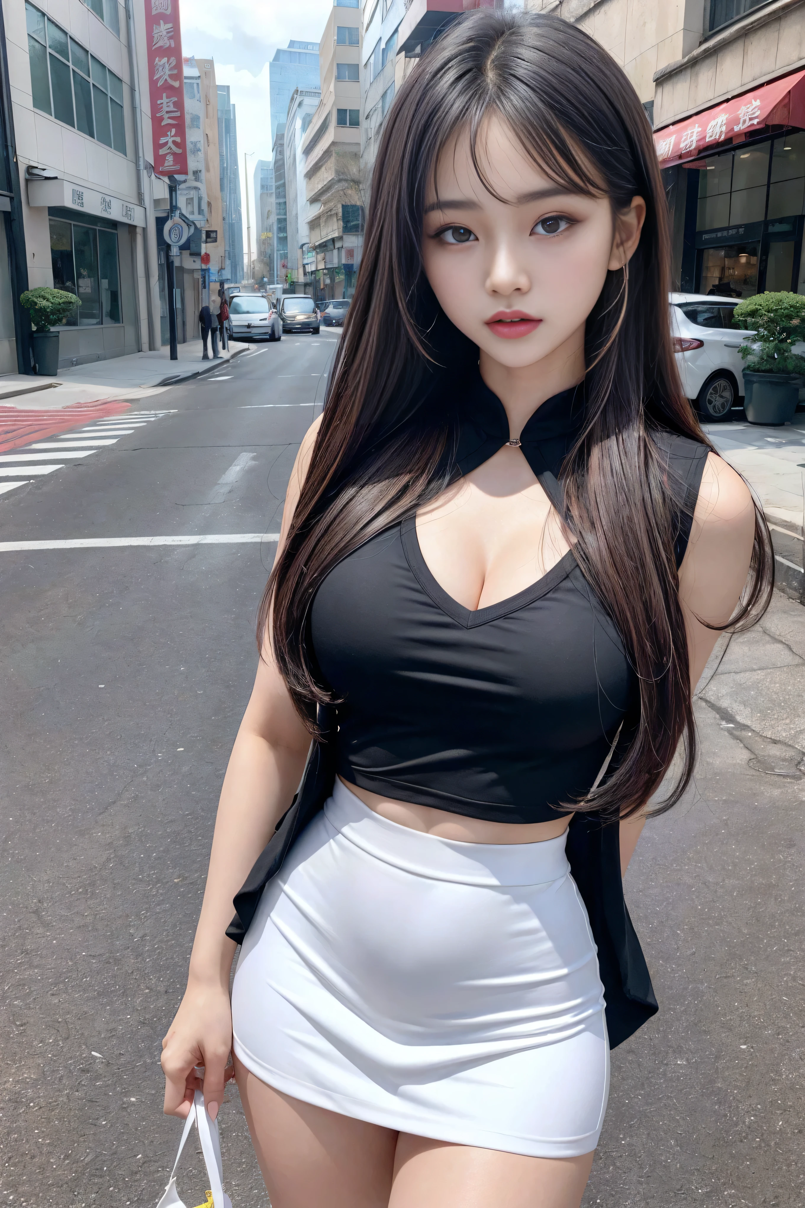 (quality),8K,(masterpiece:1.3),(1 girl:1.3),(In the name of Mina),Beautiful of Korean girl, Korean pop idol,Beauty of woman与完美of身材:1.4,(Vest line,Muscular hands:1.2),((Layered Hairstyle, Medium breasts:1.2)), ((View Viewer)),(A brilliant smile:1.3),(Big Ass),Actual,high resolution,Highly detailed face and skin textures,Reality of face,RAW photos,((Pretty face:1.5)),(Beauty of woman:1.4),Perfect body example,,((Very rich facial details)),Attention to detail,Double eyelids,Eyeshadow Enhancement,Eye for detail,Professional lighting,灯Optics,Sharp focus,((Sporty style)),((Optics, Vibrant colors、Fit of T-shirt,Sporty skirts,((Lively,Positive,Livelyof thighs)),(of:1.3),Ultra-thin sports bar,Sports hip skirt,On the street,