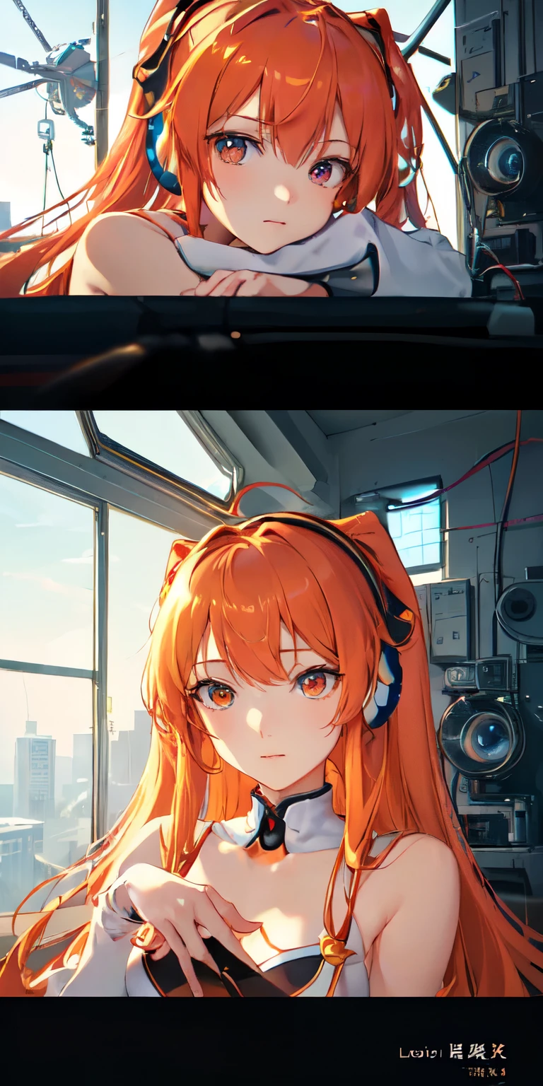 (Top view),dynamic angle,Very detailed, clarification, close up, directly, 1girl, 
 ((souryuu asuka langley, headphone interface, Red suit:1.4, blond)),Her eyes shone like Dreamy stars,(Glowing eyes:1.233),(Beautiful and detailed eyes:1.1),(Without expression,Closed mouth),(Acquaintance), 
(A mechanic room with tools and a spaceship window in a white spaceship),
(a night:1.2),Dreamy, [[Sensitive fingers and hands:0.55]::0.85],(detail fingers), naked  and pussy 