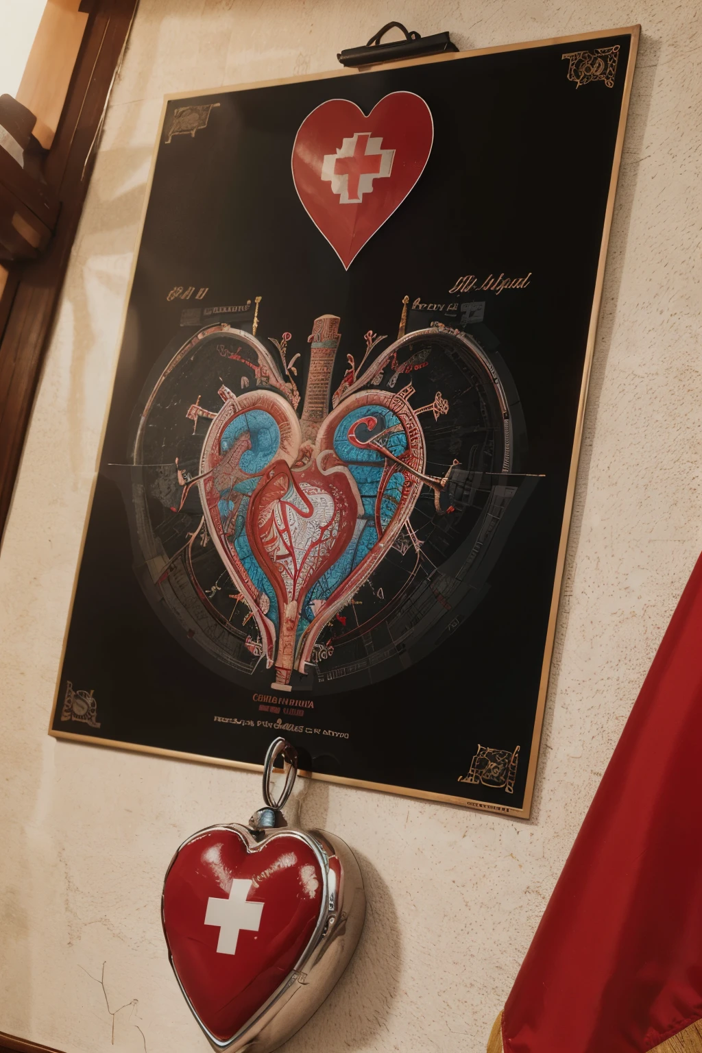detailed map of cuba,medical symbols,red cross,stethoscope,anatomical heart,intricate design,medical illustration,realistic,photorealistic,digital art,highly detailed,8k,masterpiece,4k,ultra-detailed,vibrant colors,dynamic lighting,cinematic,award winning artwork
