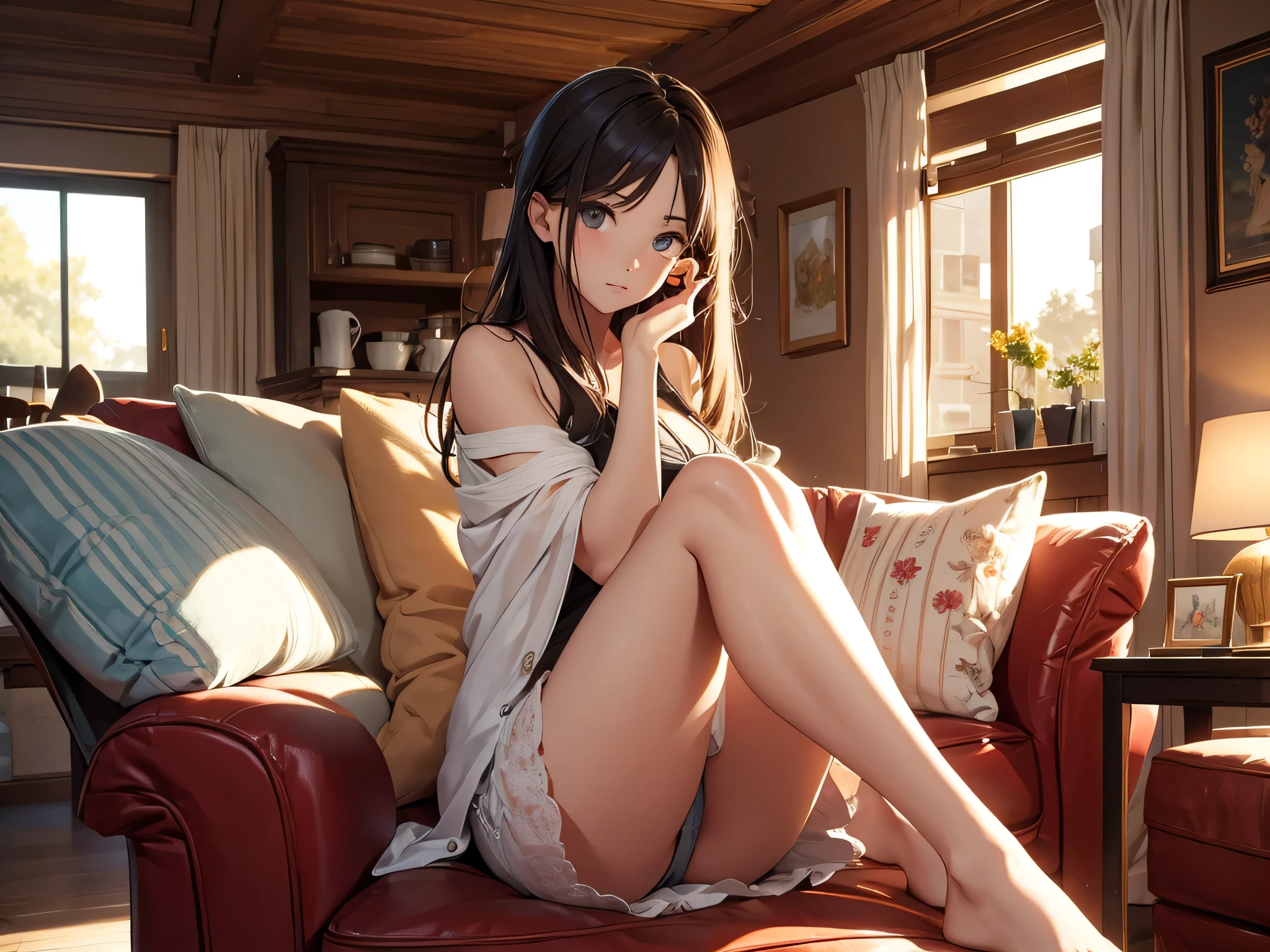 Beautiful girl in the living room