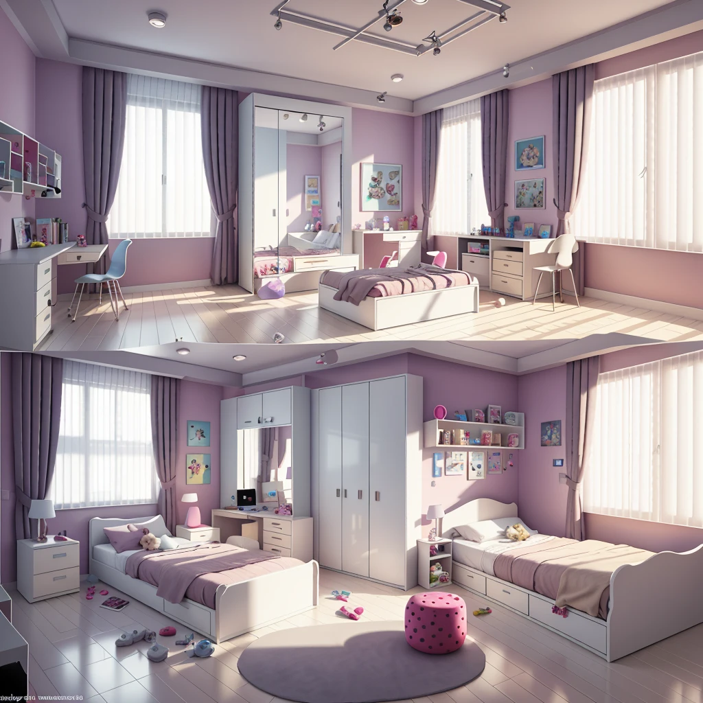 there is a  room with a bed, a couch, a mirror and a window, teenager bedroom, room, full scene camera shot, photograph of 3d iOS room, unsettling photo, 3d image, photorealistic room, phot scanned, distorted photo, photorealistic rendering