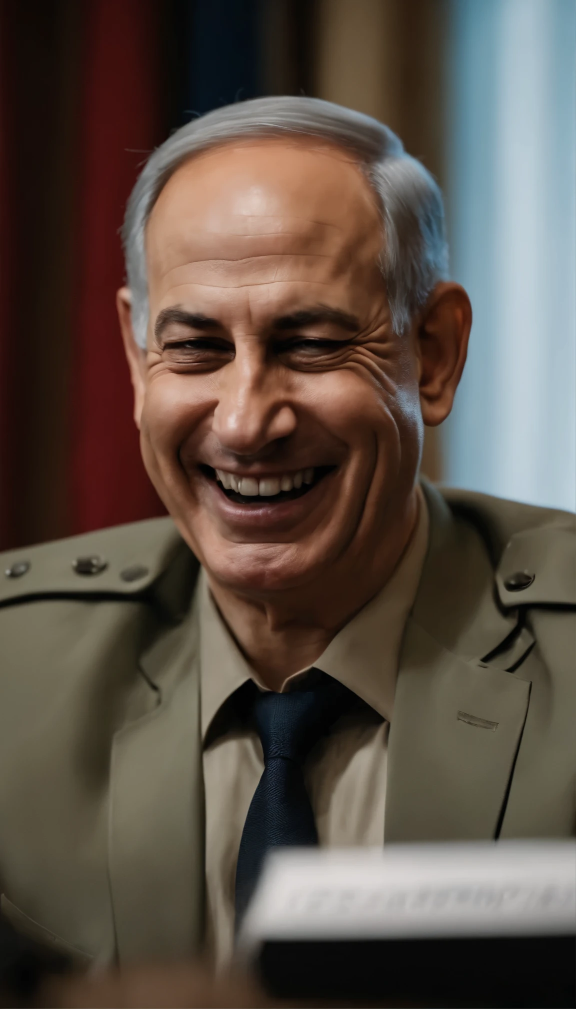 Netanyahu laughing