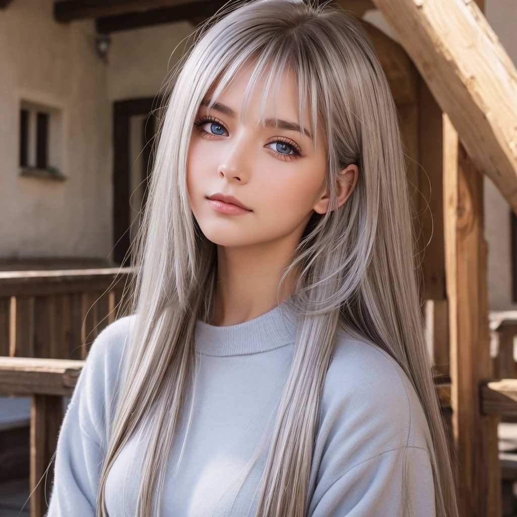Silver Hair Brown Eyes Perfect beauty Switzerland